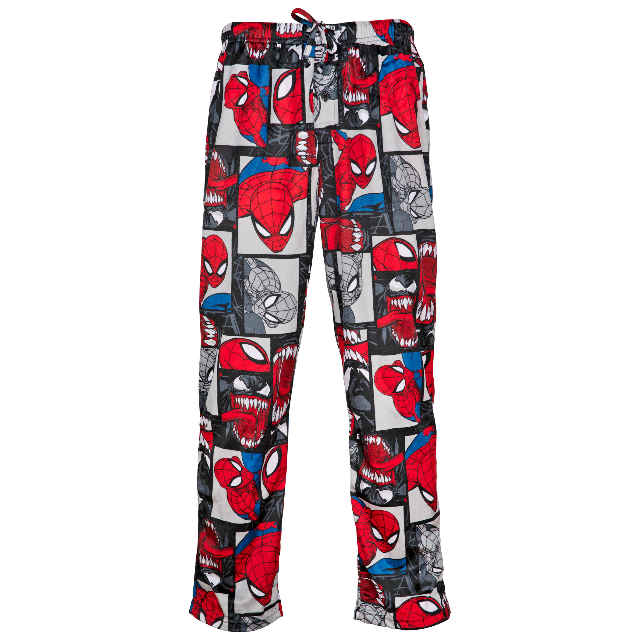 Spider-Man and Venom Character Squares Sueded Fleece Pajama Sleep Pants, Multi-Color