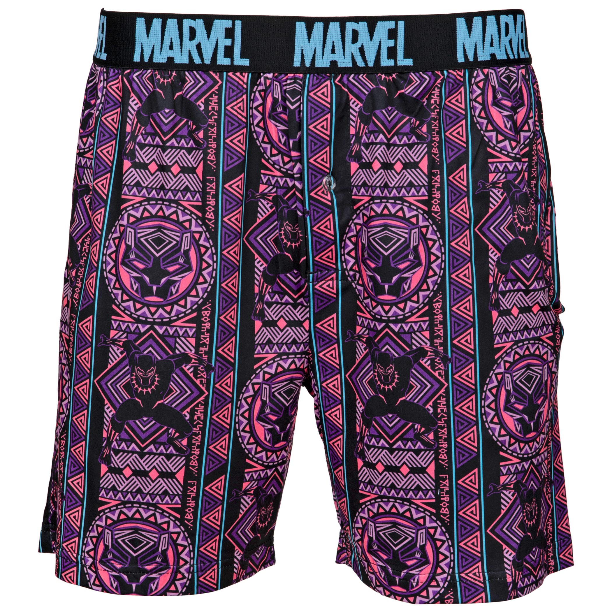 Marvel Comics Black Panther Neon Casual Shorts, Multi-Color