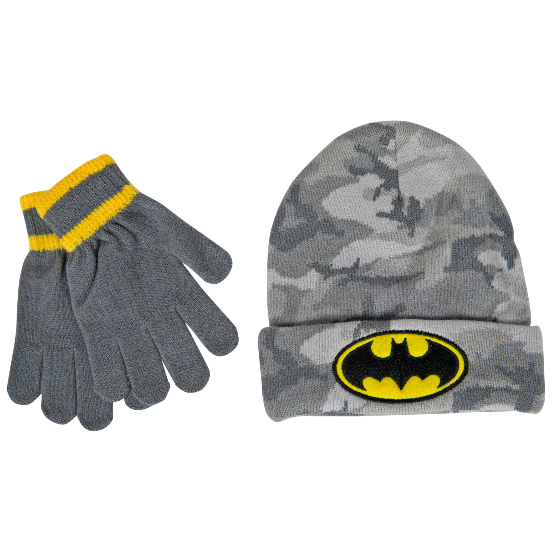 Batman Logo Camo Youth Beanie and Glove Set, Multi-Color
