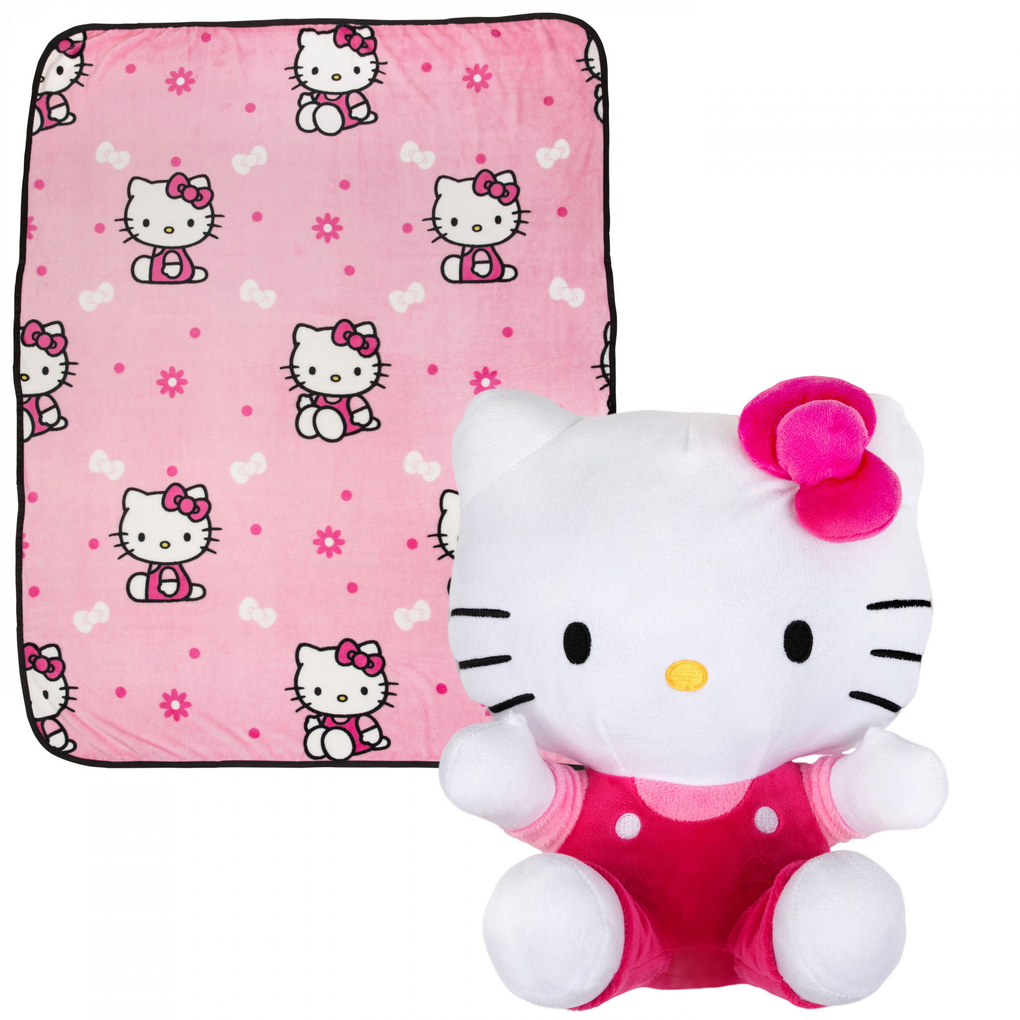 Hello Kitty Sanrio Throw Blanket with Mini Pillow, Pink
