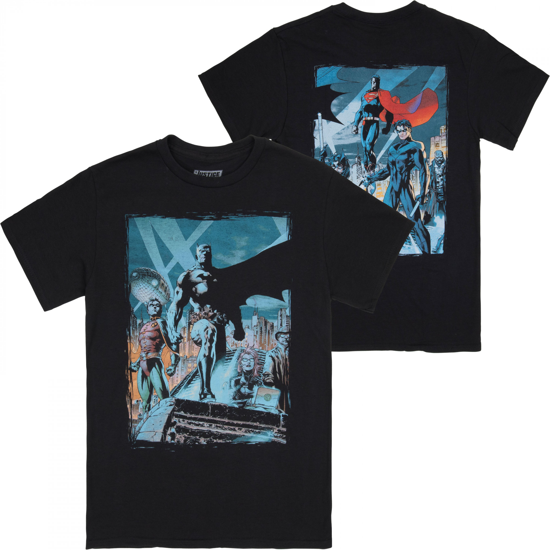 Batman Hush Comic Rooftop Meeting Image Men's T-Shirt, Black