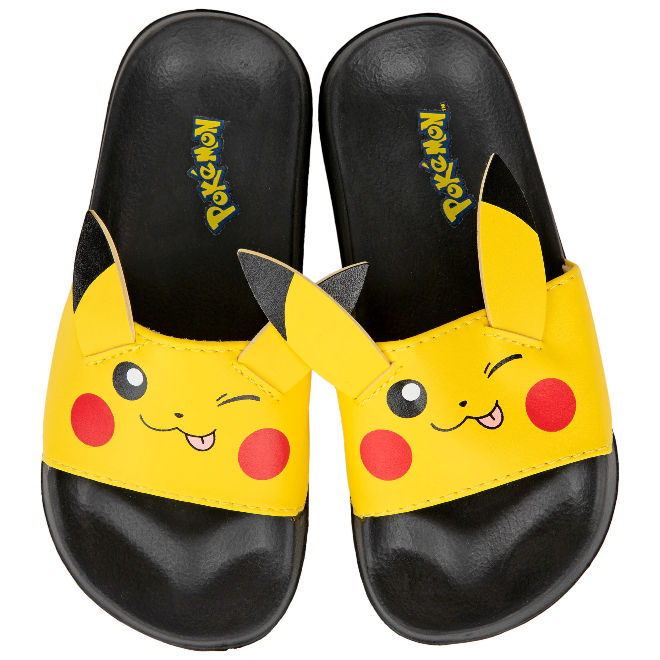 Pokemon Pikachu Winky Face Youth Flip Flop Slides, Yellow