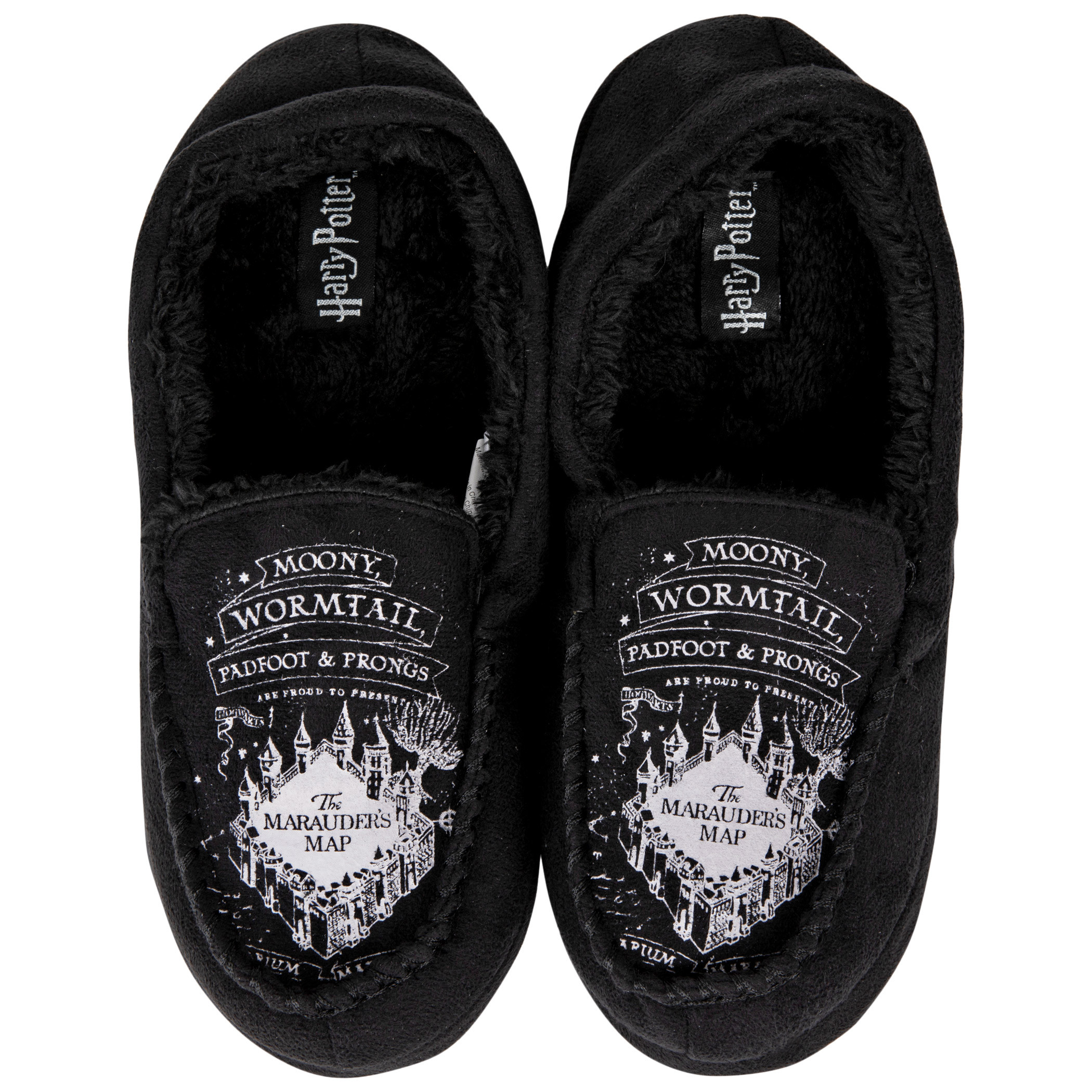 Harry Potter Marauders Map Men's Moccasin Slippers, Black