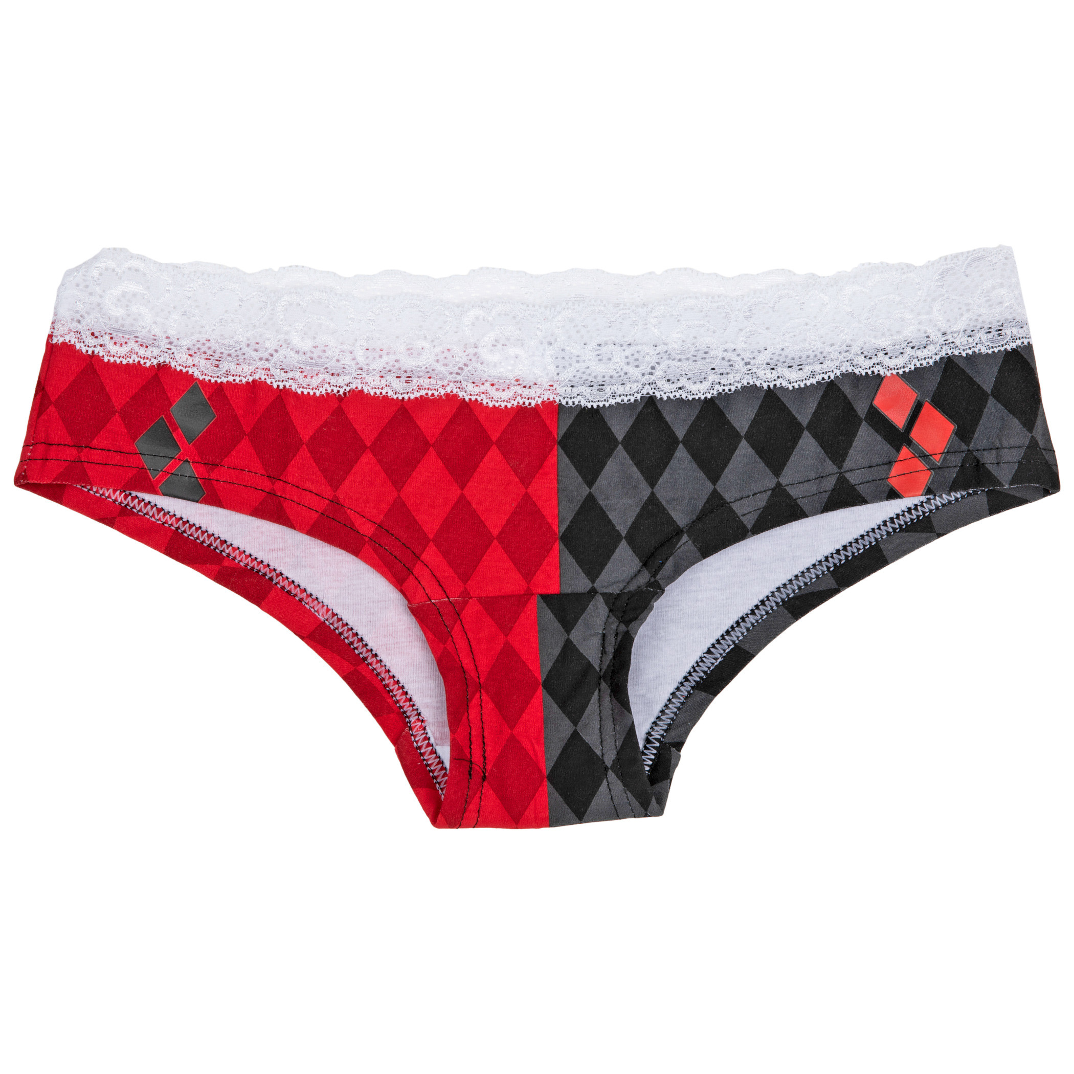 Harley Quinn Print Lacey Women's Underwear Panties, Red
