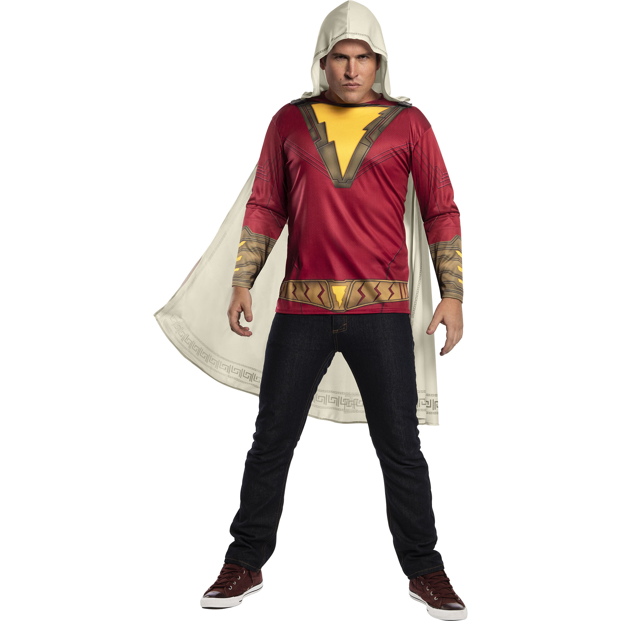 Shazam Costume T-Shirt with Cape, Red