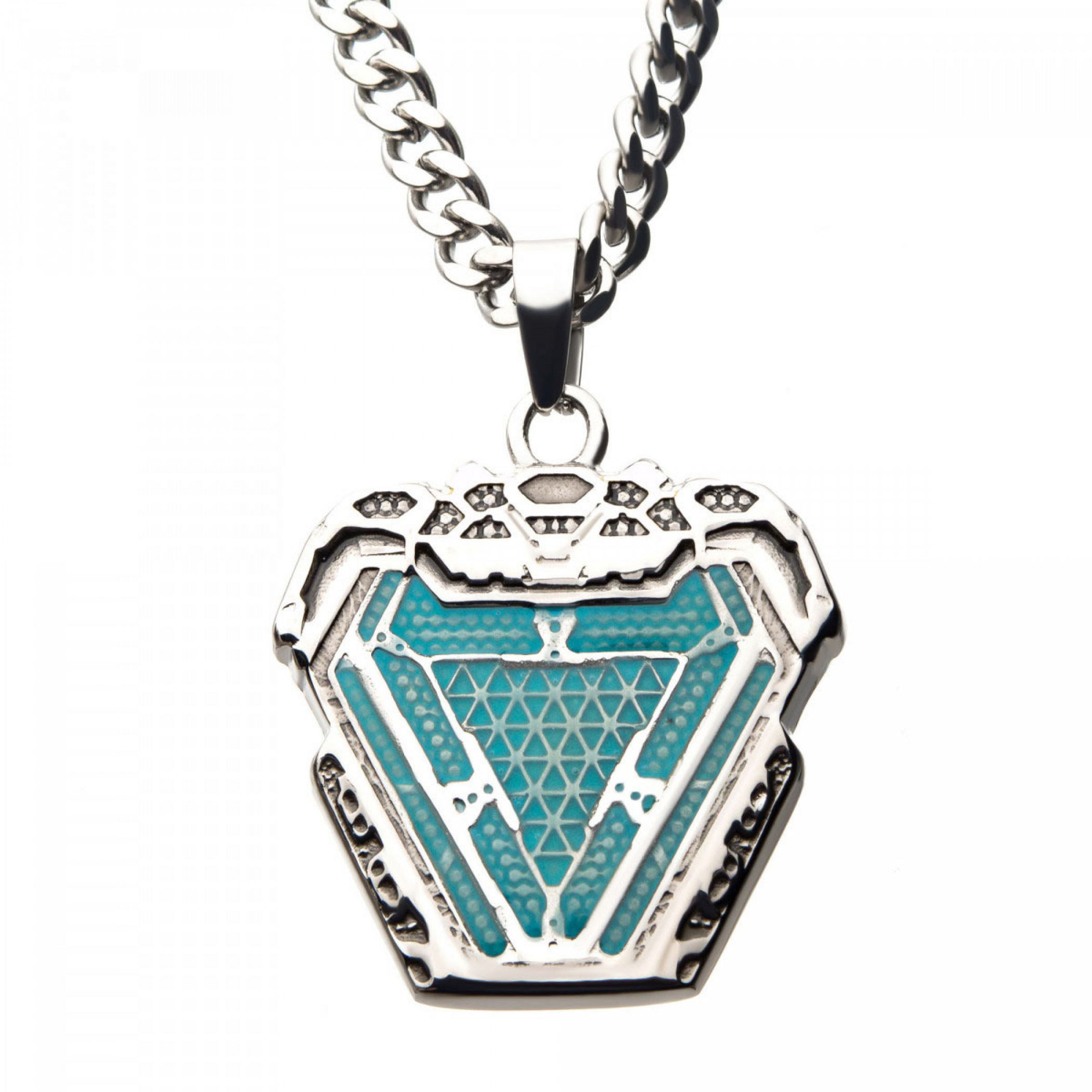 Iron Man Arc Reactor Steel Necklace, Blue