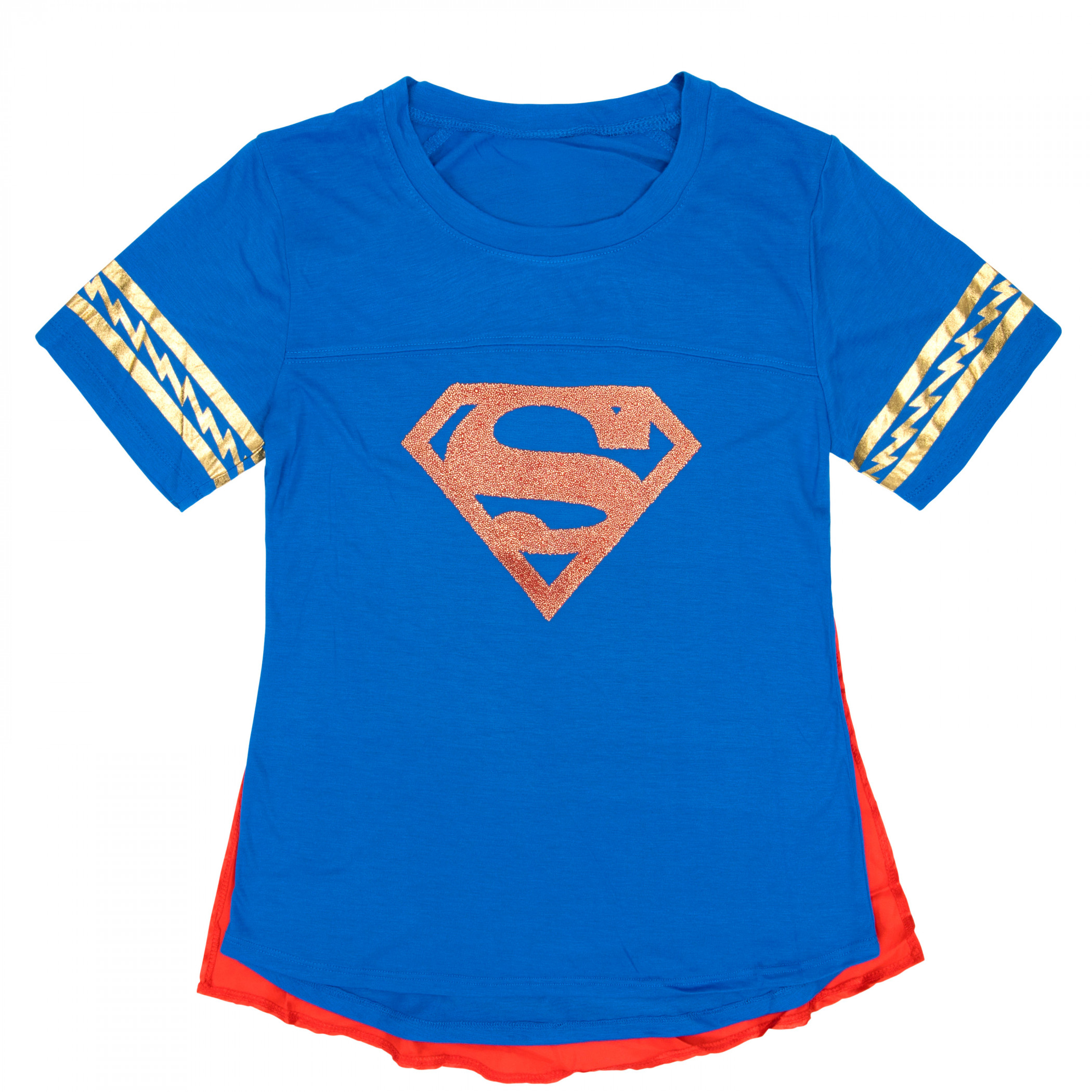 Supergirl Symbol with Cape Women's T-Shirt, Blue