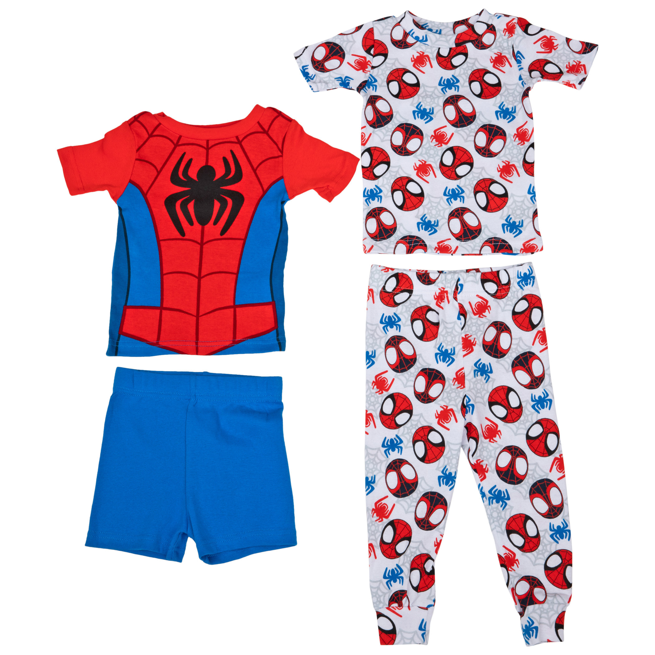 Marvel Comics Spider-Man Costume & AOP Toddler 4-Piece Pajama Set, Multi-Color