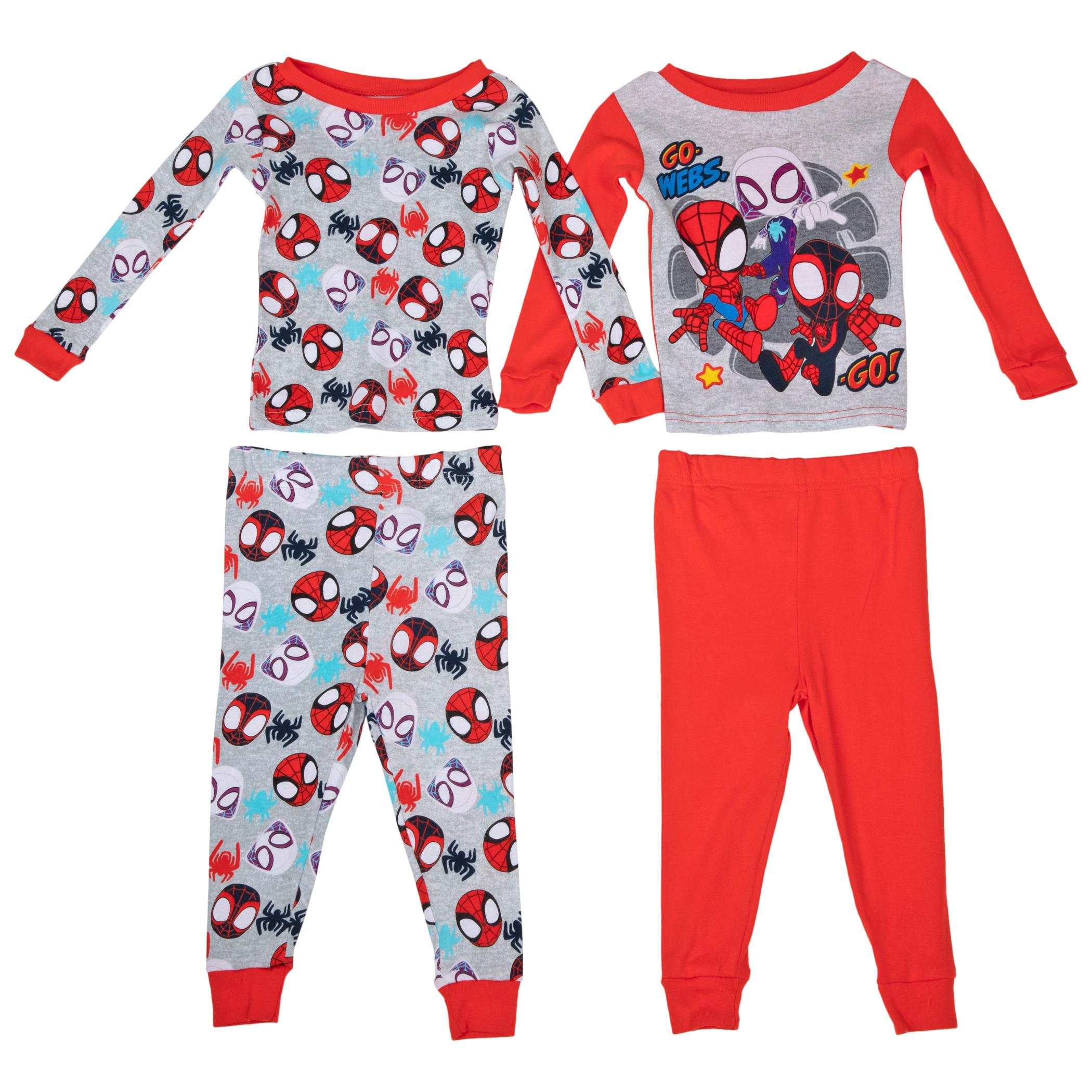 Spider-Man Into the Spider-Verse Characters w/ All Over Pajama 4-Piece Set, Multi-Color
