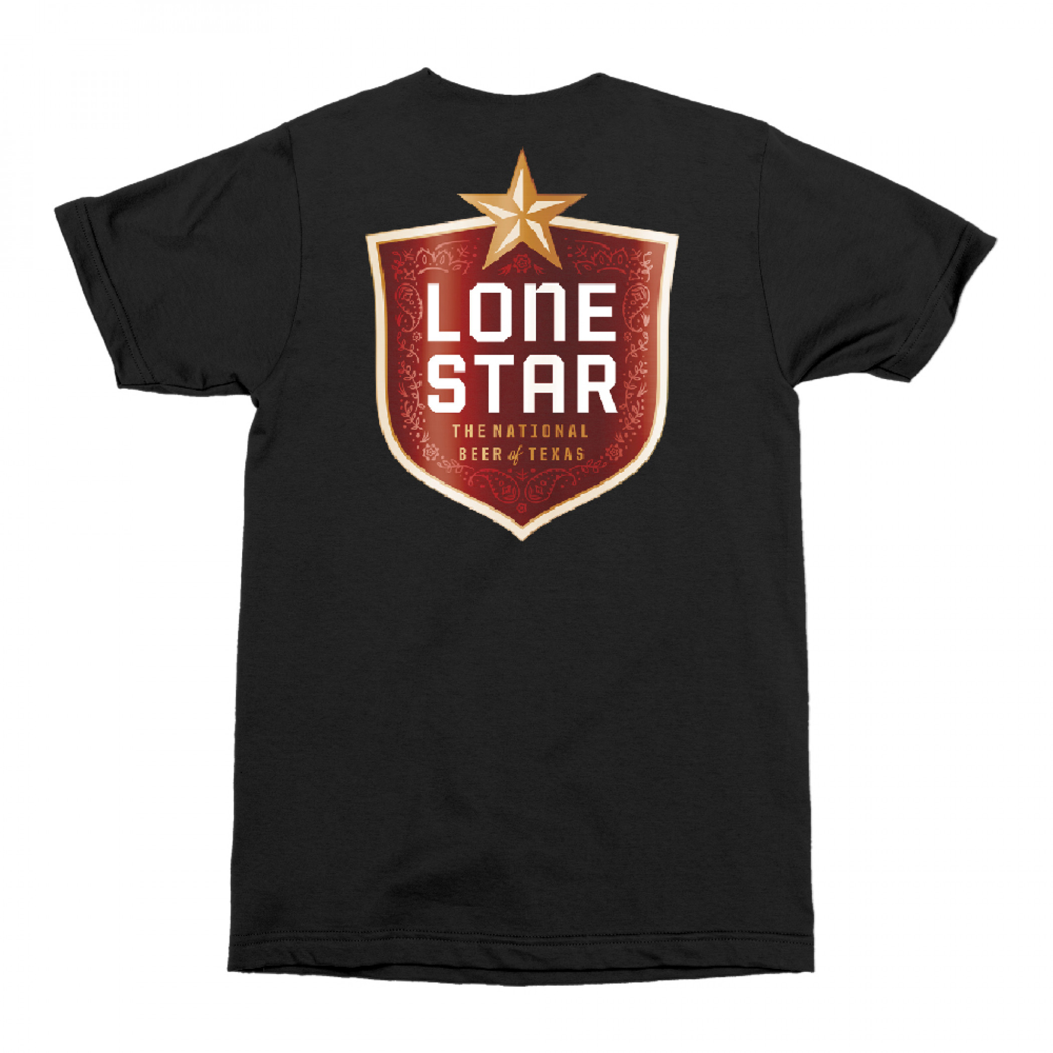 Lone Star Beer Badge Logo Front and Back Print T-Shirt | Brew-Shirts.com