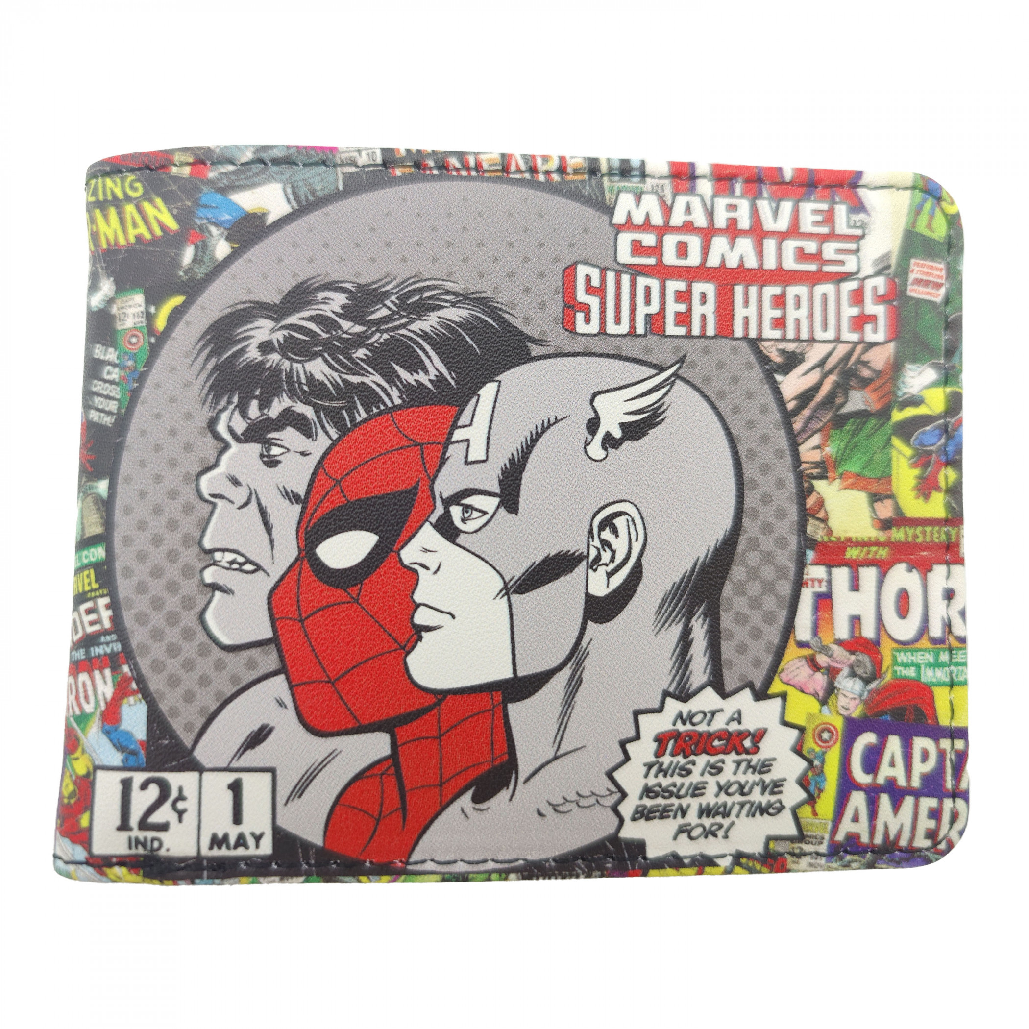 Avengers Hulk Spider-Man and Captain America Slim Bi-Fold Wallet, Multi-Color