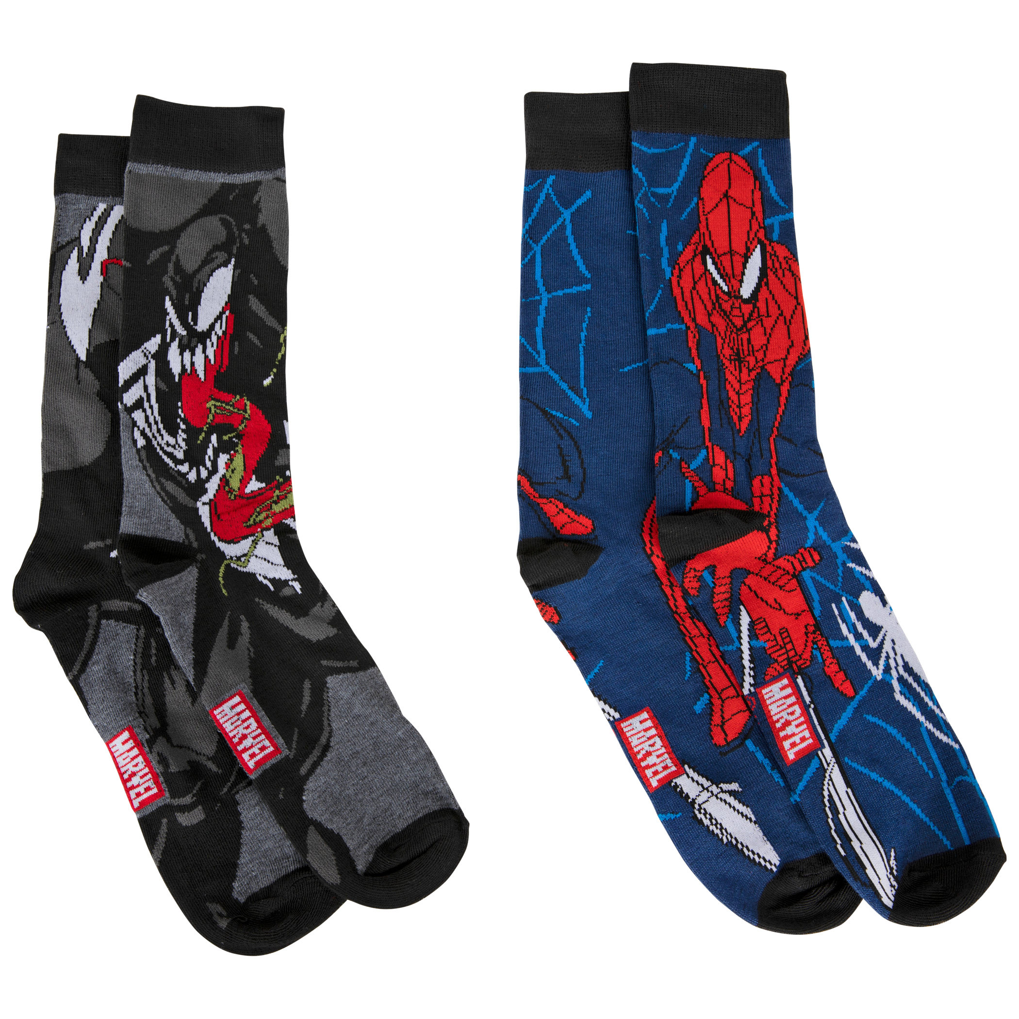Spider-Man And Venom Characters 2-Pack Crew Socks, Multi-Color