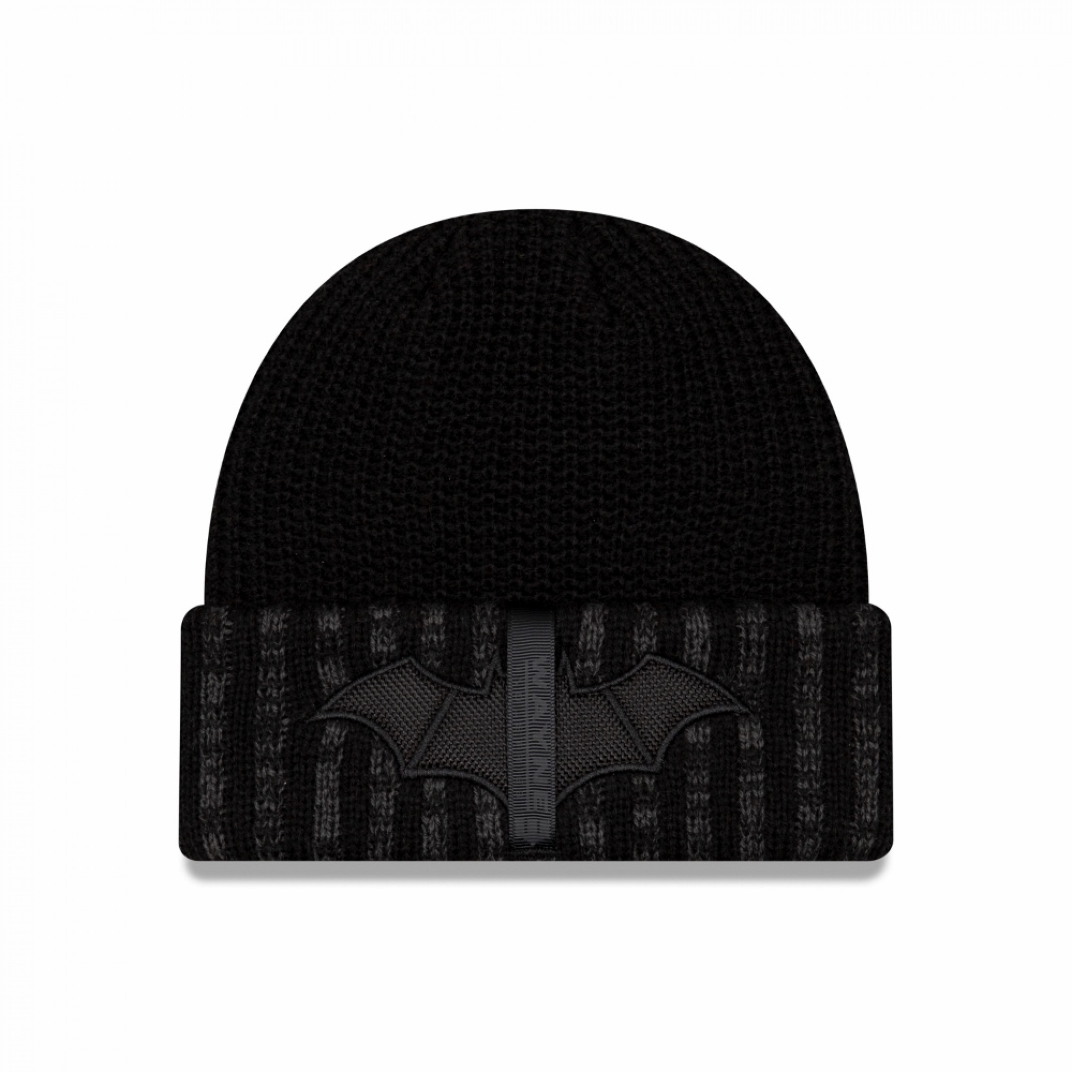 Batman Wayne Industries New Era Ribbed Cuff Beanie, Black