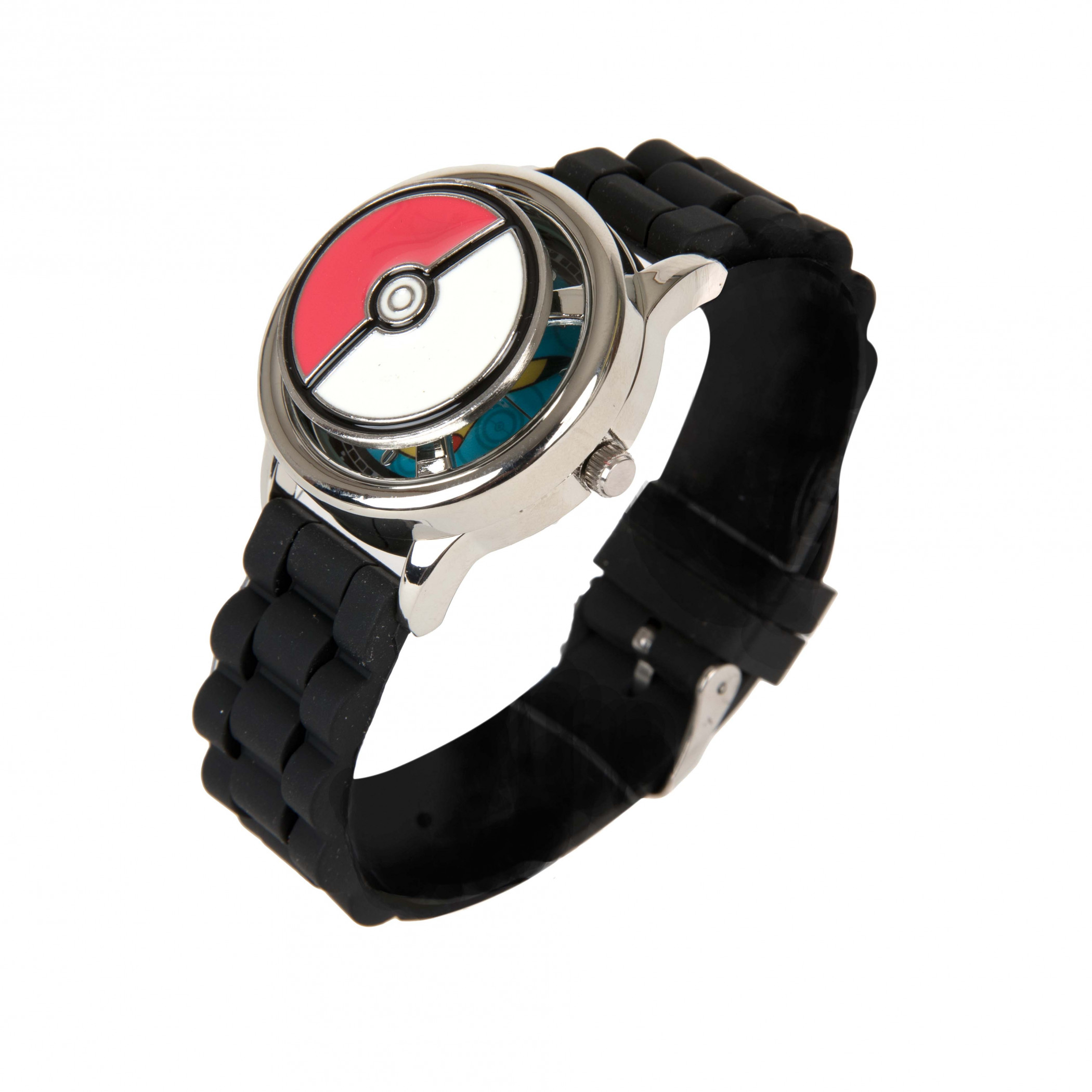 Pokémon Ball with Pikachu Spinner Watch with Rubber Straps, Black