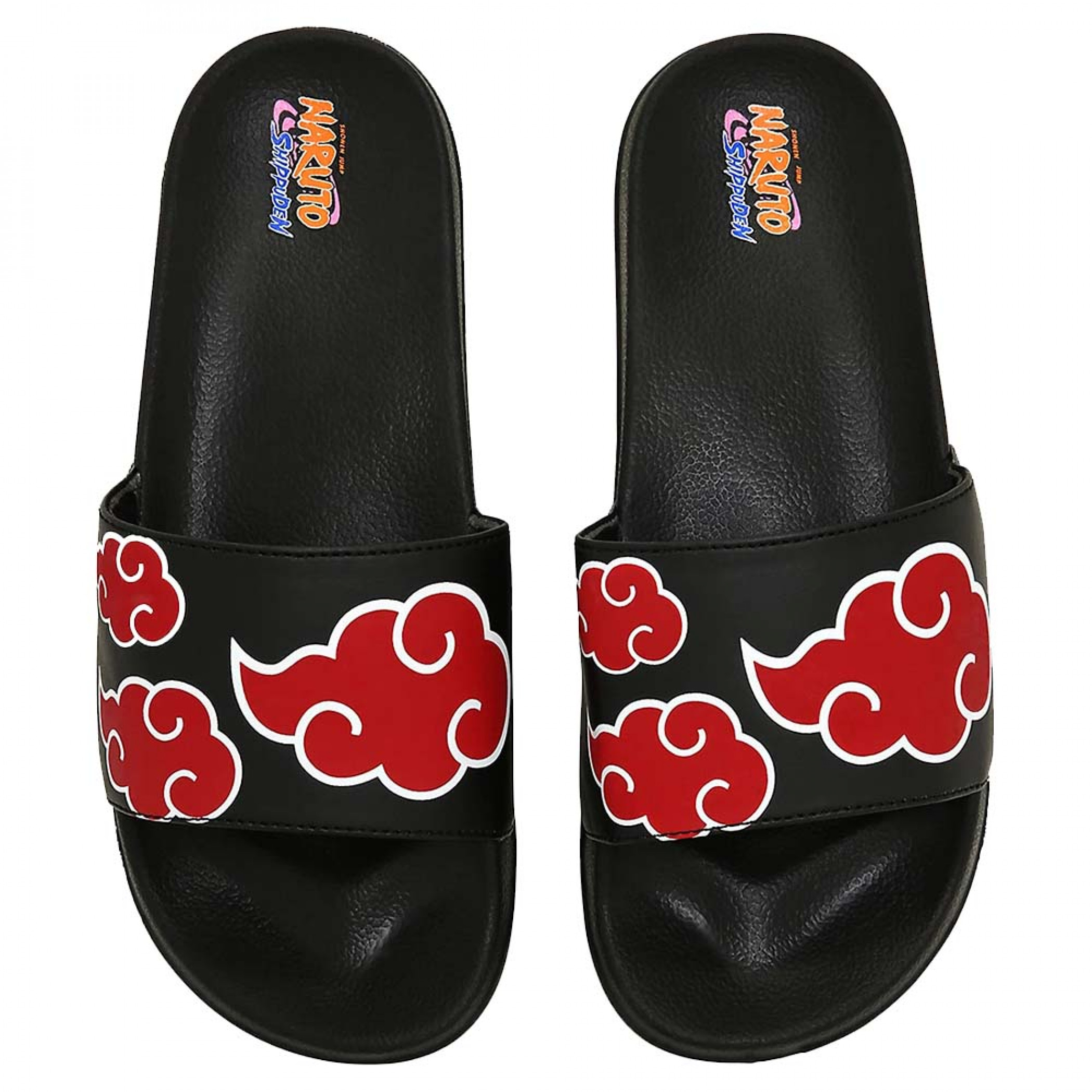 Naruto Akatsuki Cloud Logos Slides Sandals, Black