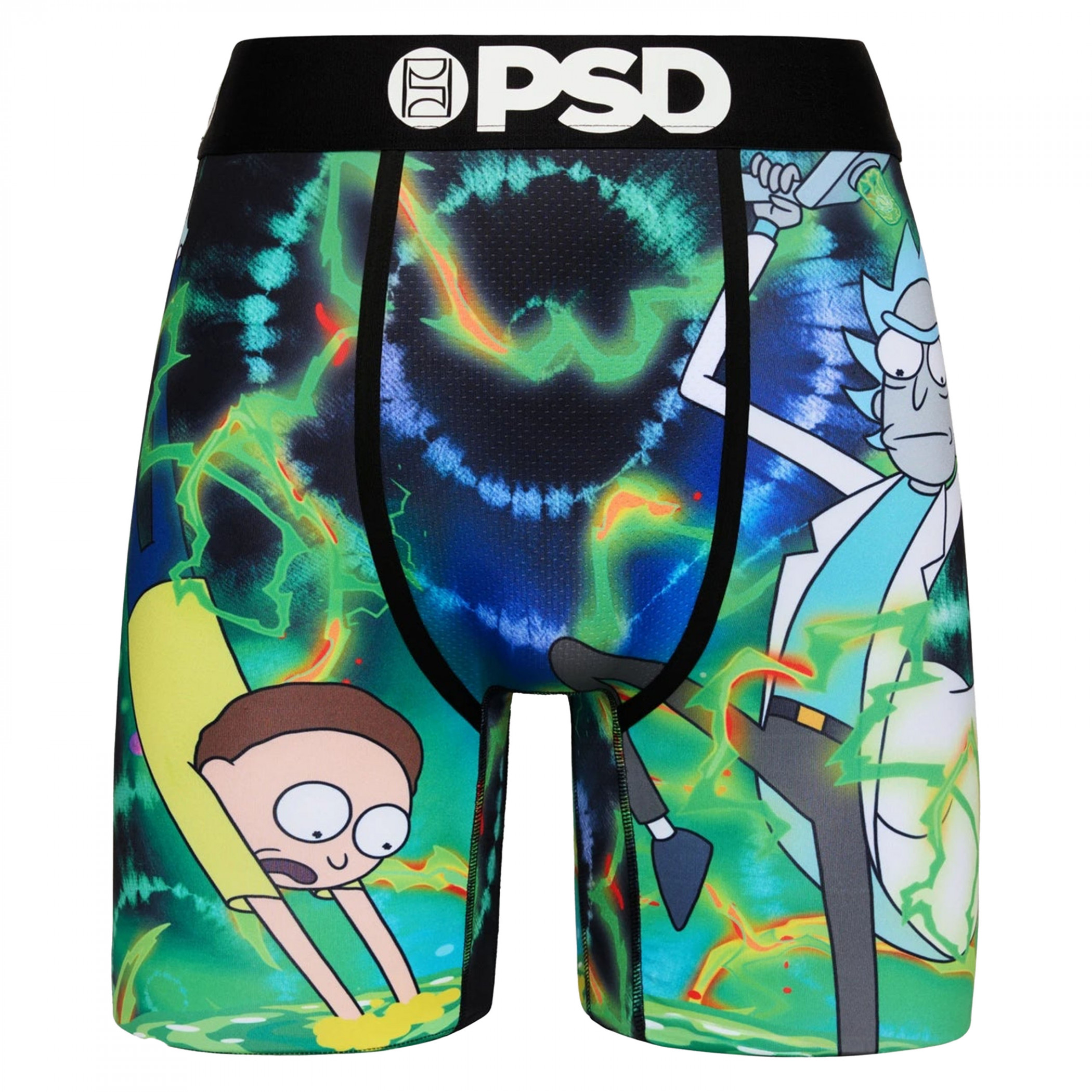 Rick and Morty Portal Tie-Dye PSD Boxer Briefs, Green