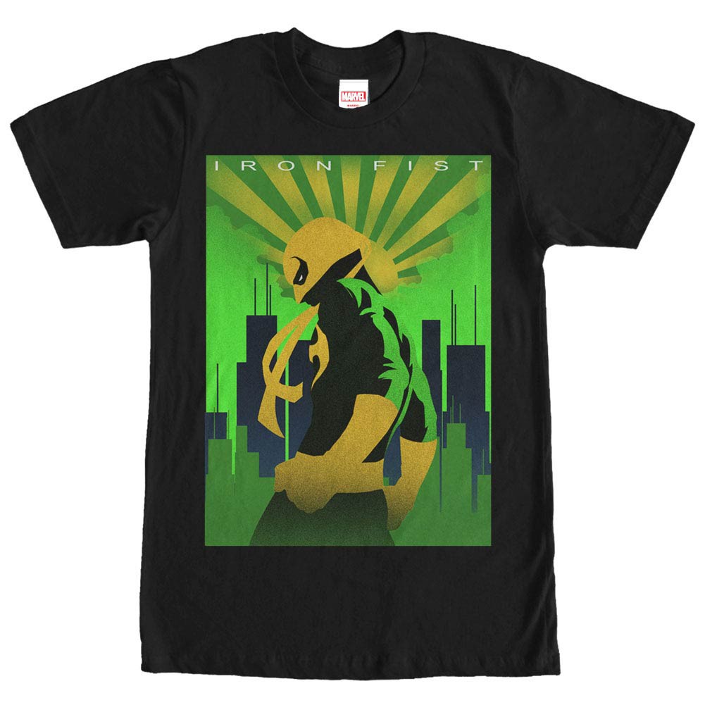 Marvel Teams Iron Fist Black Mens T-Shirt, Black