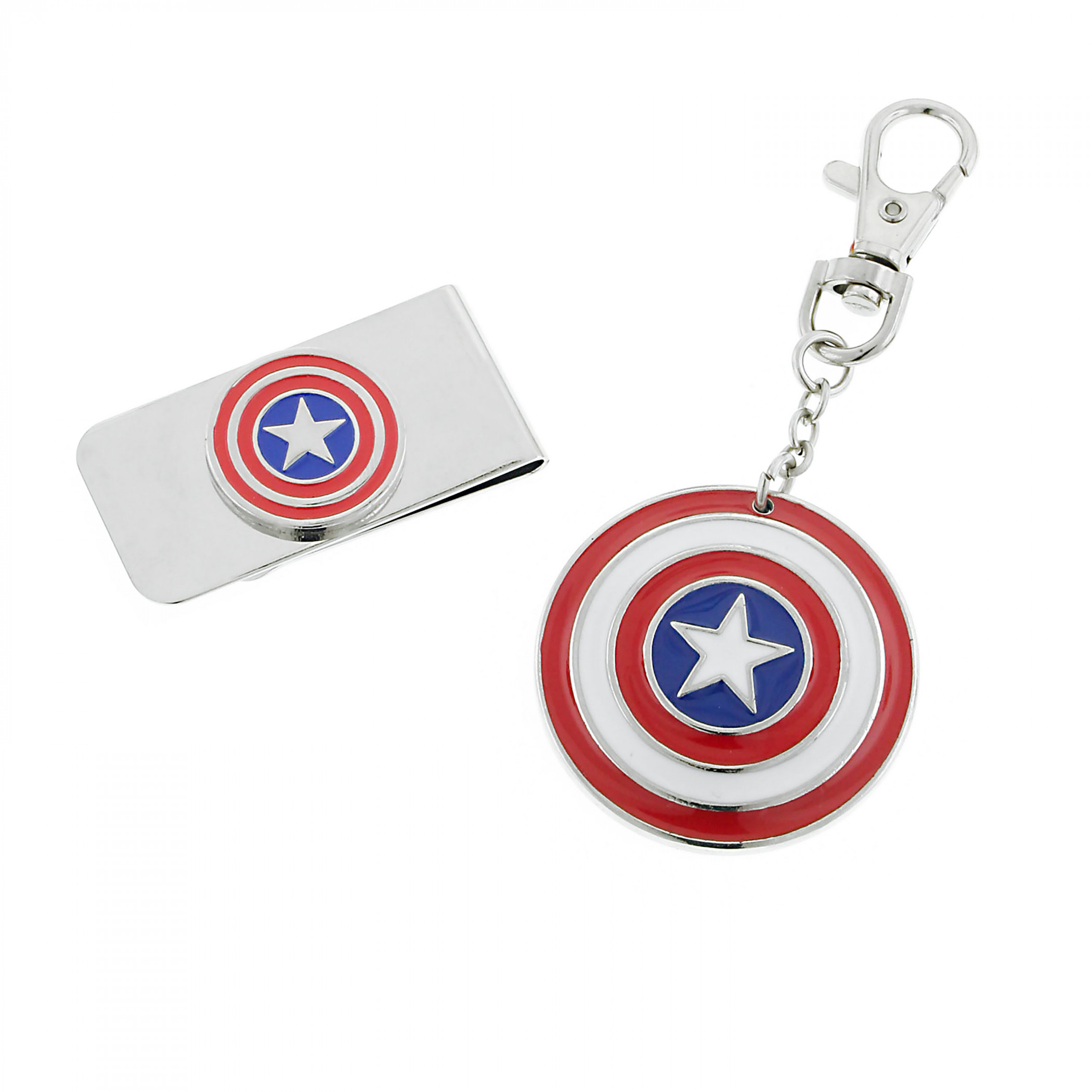 Captain America Key Chain & Money Clip Boxed Set, Silver