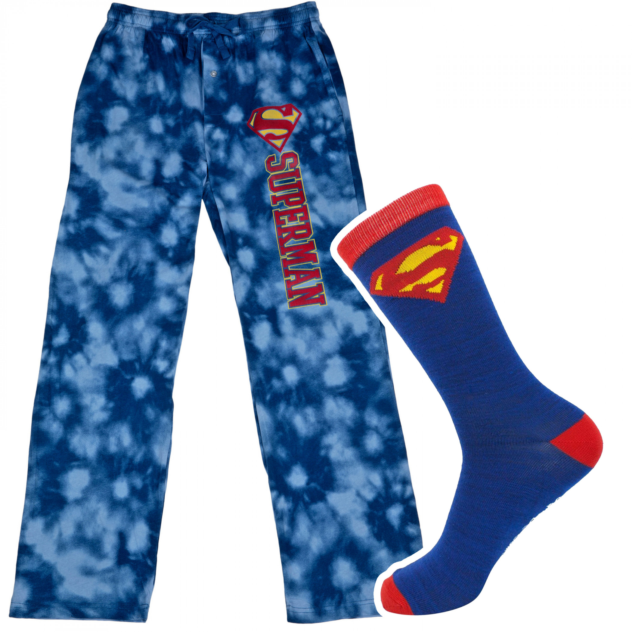 Superman Blue Sleep Pants and Socks Bundle, Blue