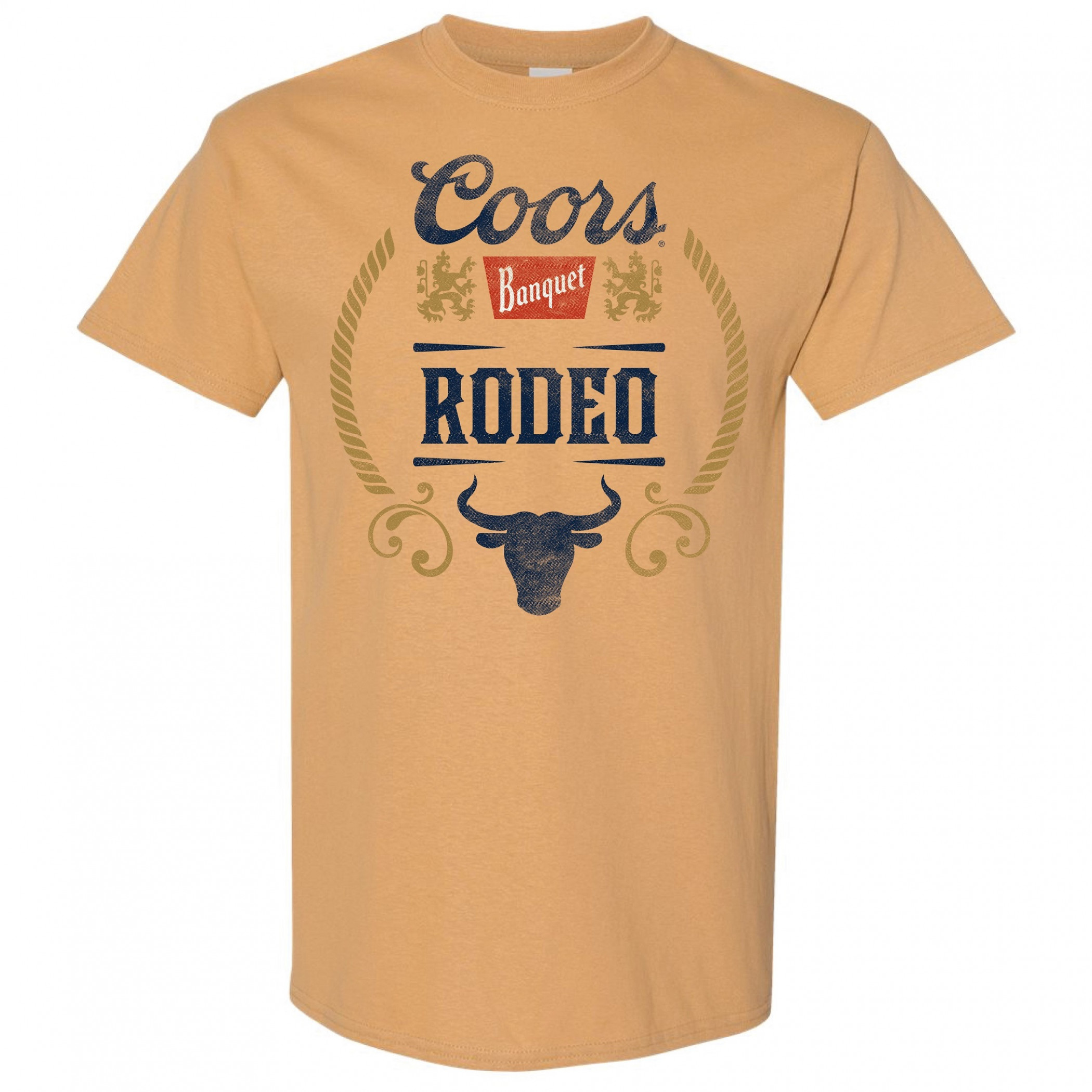 Coors Banquet Logo Rodeo Bull Distressed Classic Style T-Shirt