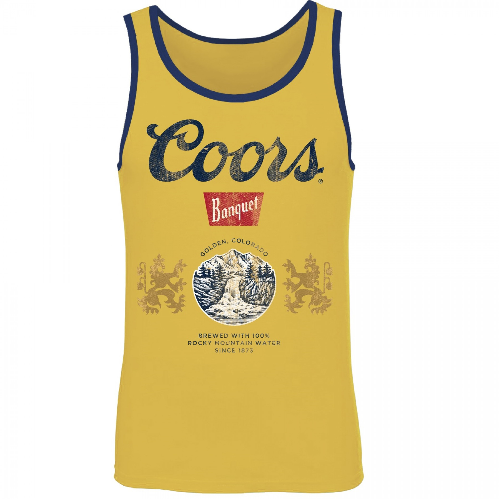 Coors Banquet Old Gold Tank Top With Navy Trim