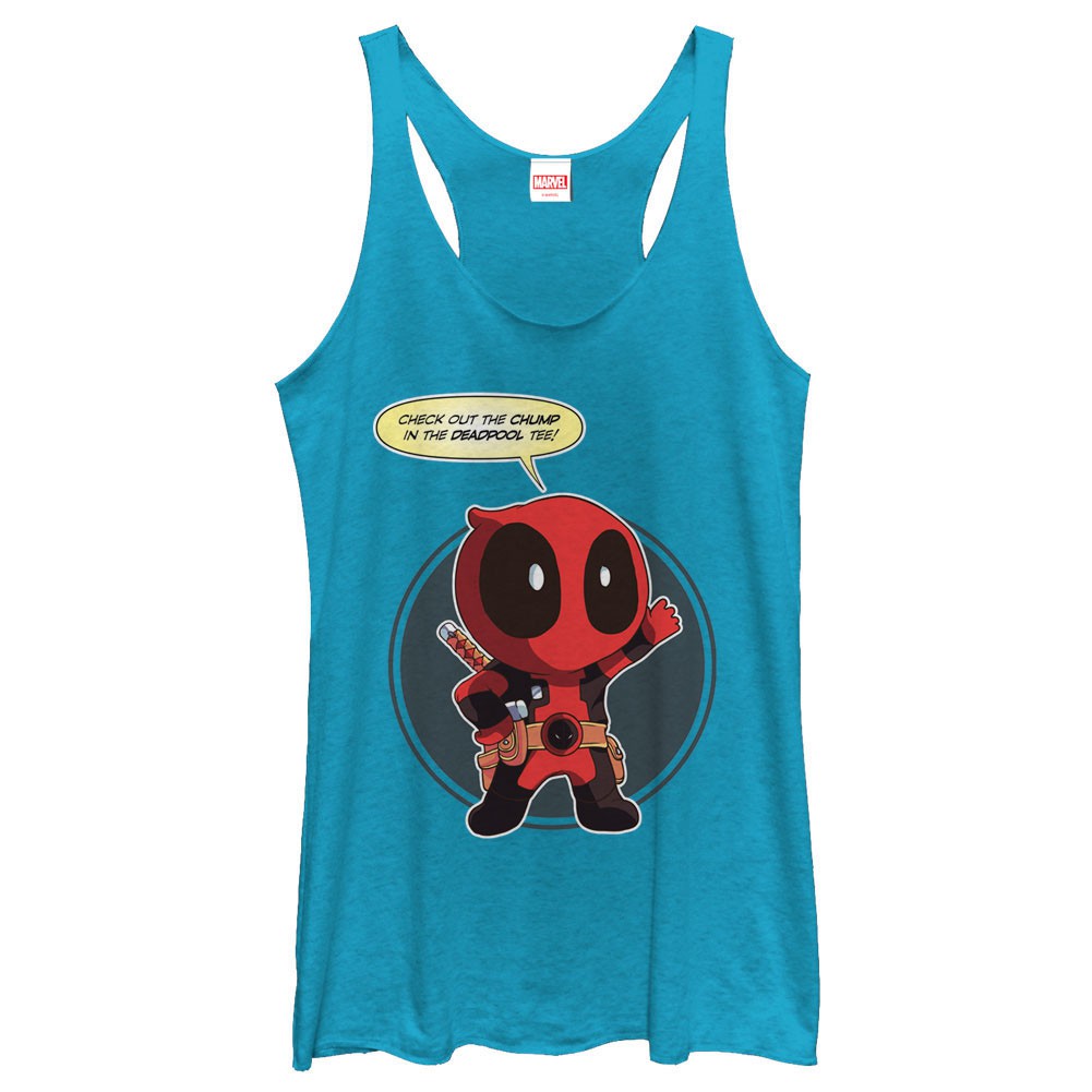 Deadpool Chump Blue Juniors Tank Top, Blue