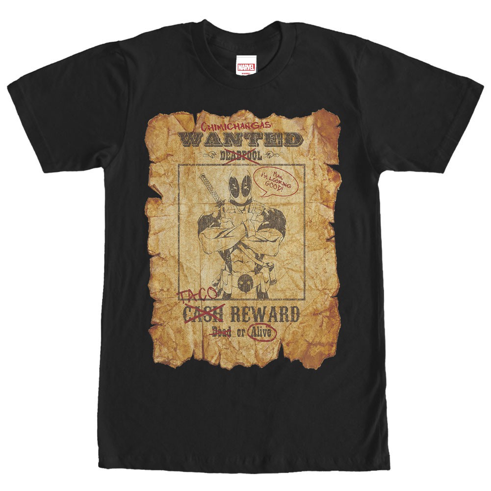 Deadpool Wanted Black T-Shirt, Black