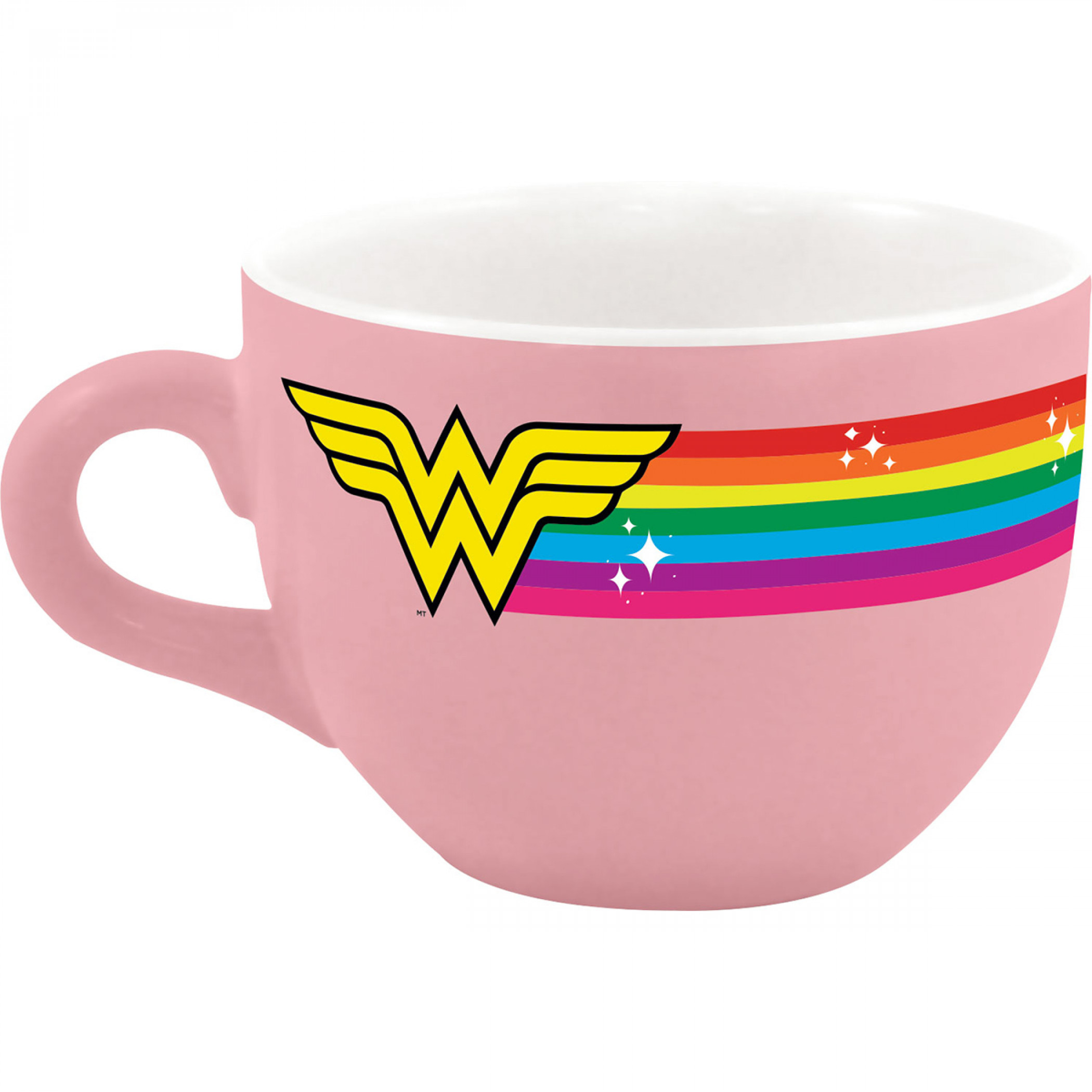 Wonder Woman Rainbow 24oz Ceramic Soup Mug, Pink