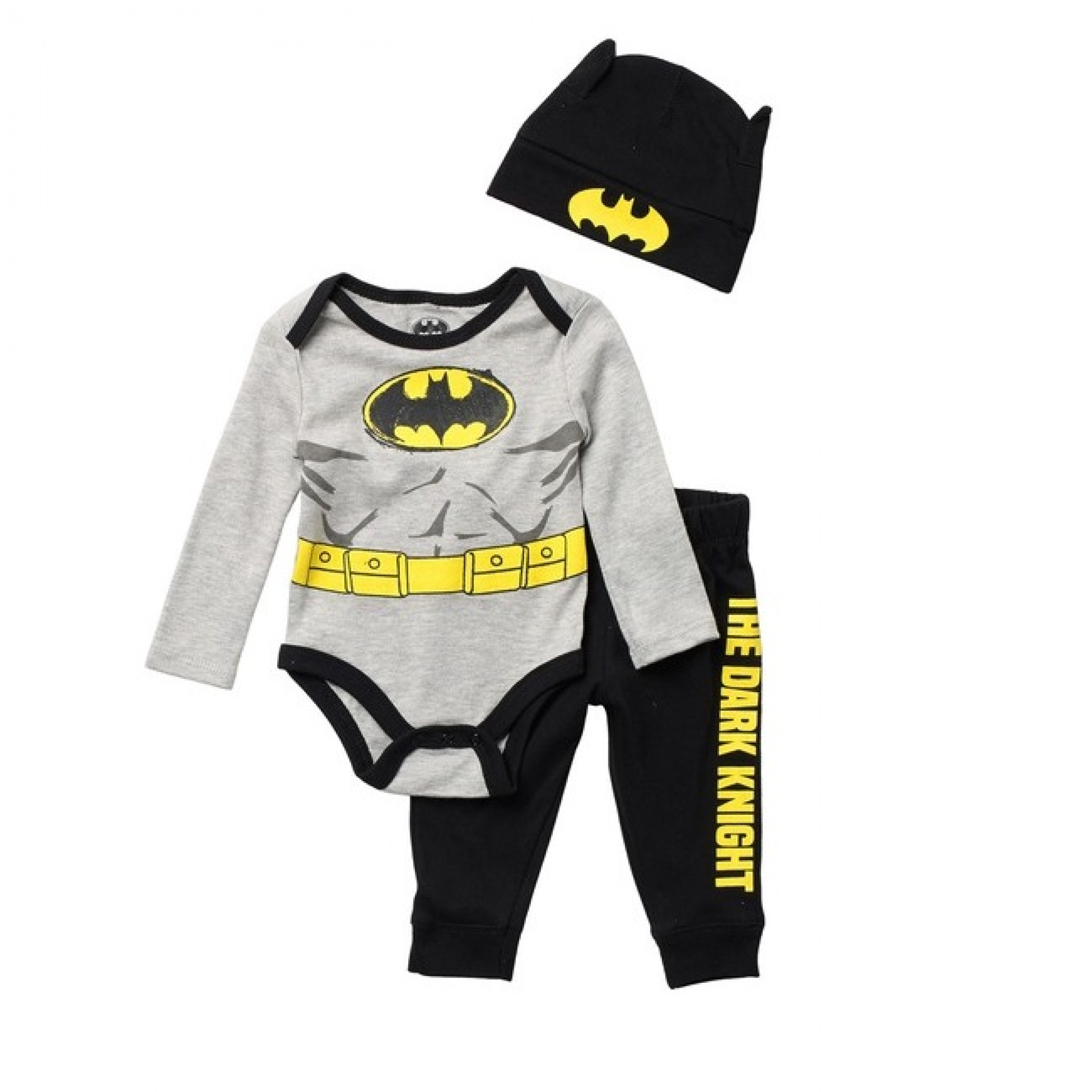 Batman The Dark Knight Costume 3-Piece Pajama Set with Hat, Multi-Color