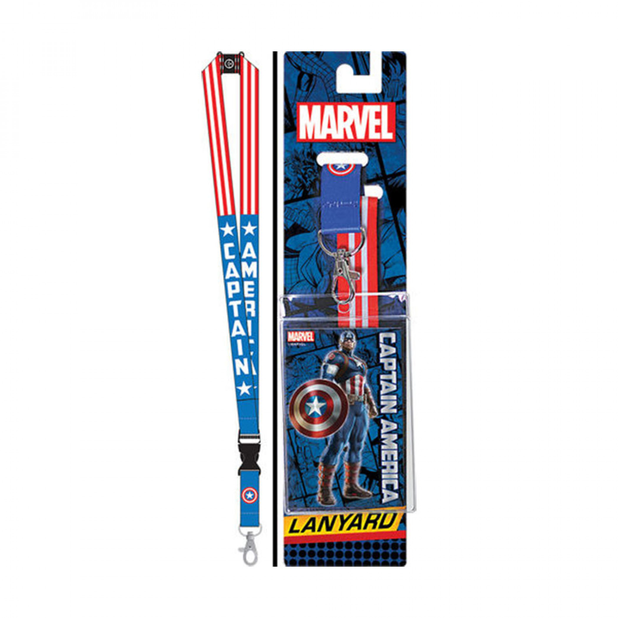 Captain America Red White and Blue Lanyard, Blue