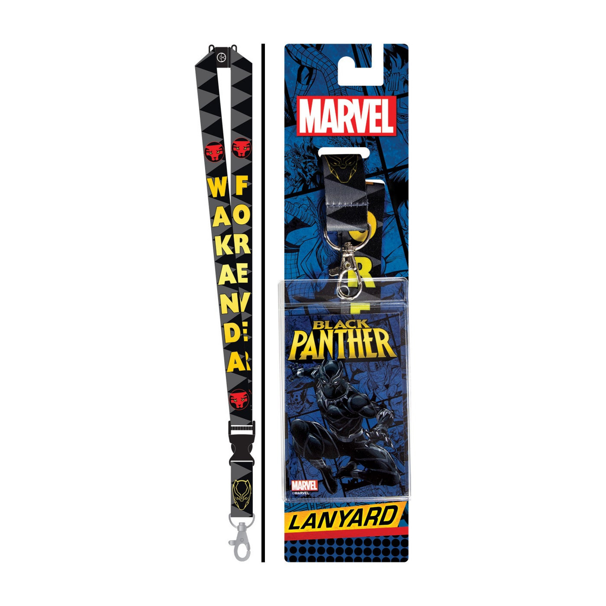 Marvel Comics Black Panther Wakanda Forever Covered Lanyard, Black