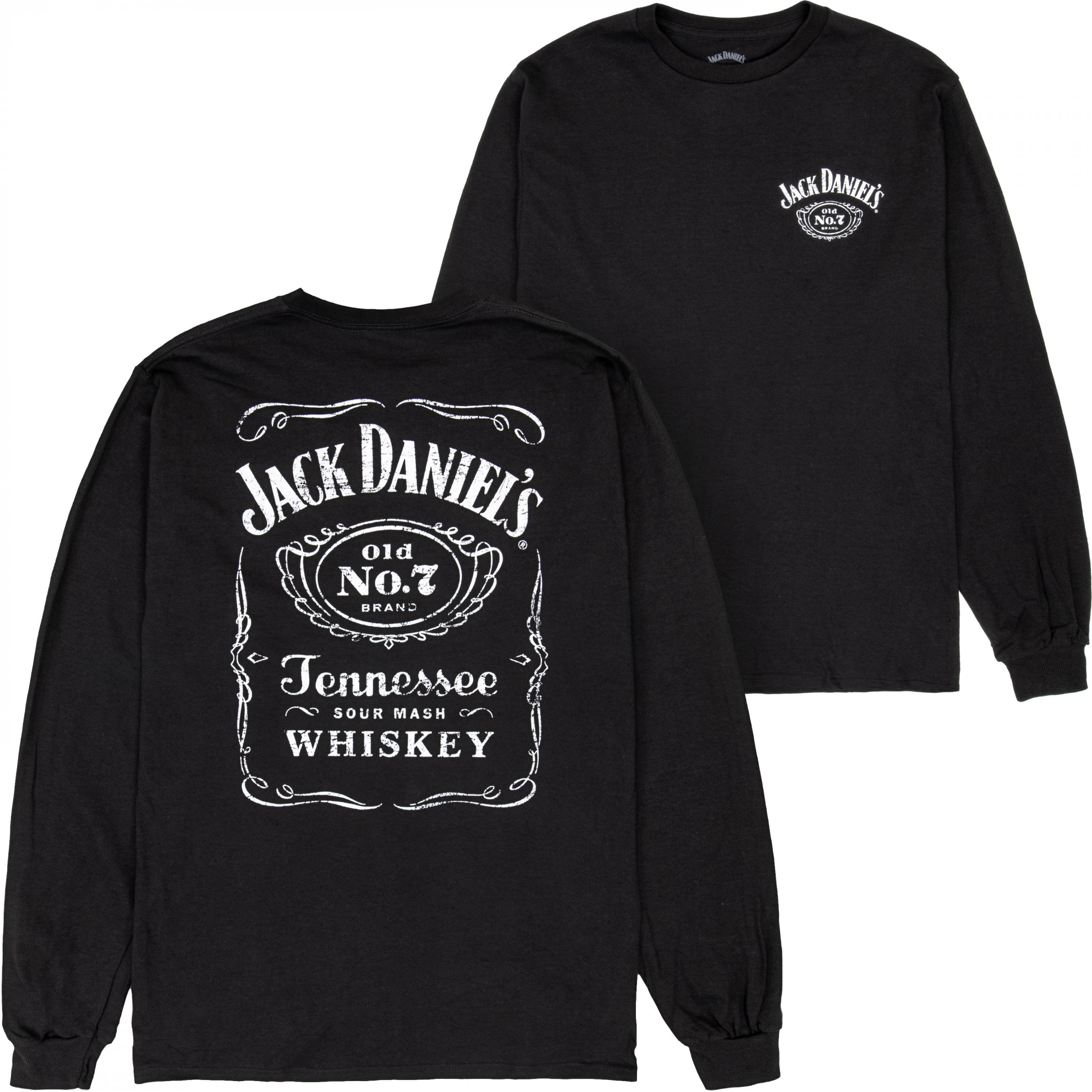 Jack Daniel's Classic Label Graphic Men's Black Long Sleeve Shirt