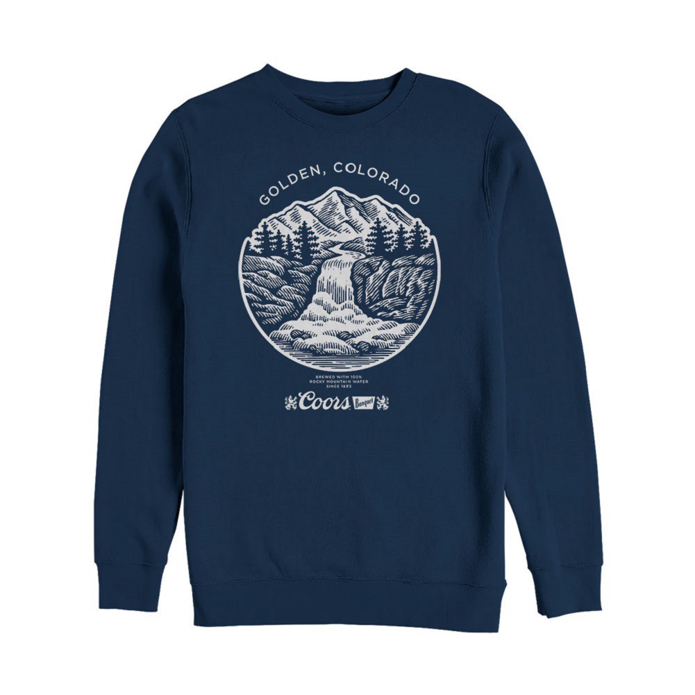 Coors Banquet Waterfall Navy Blue Crewneck Sweatshirt