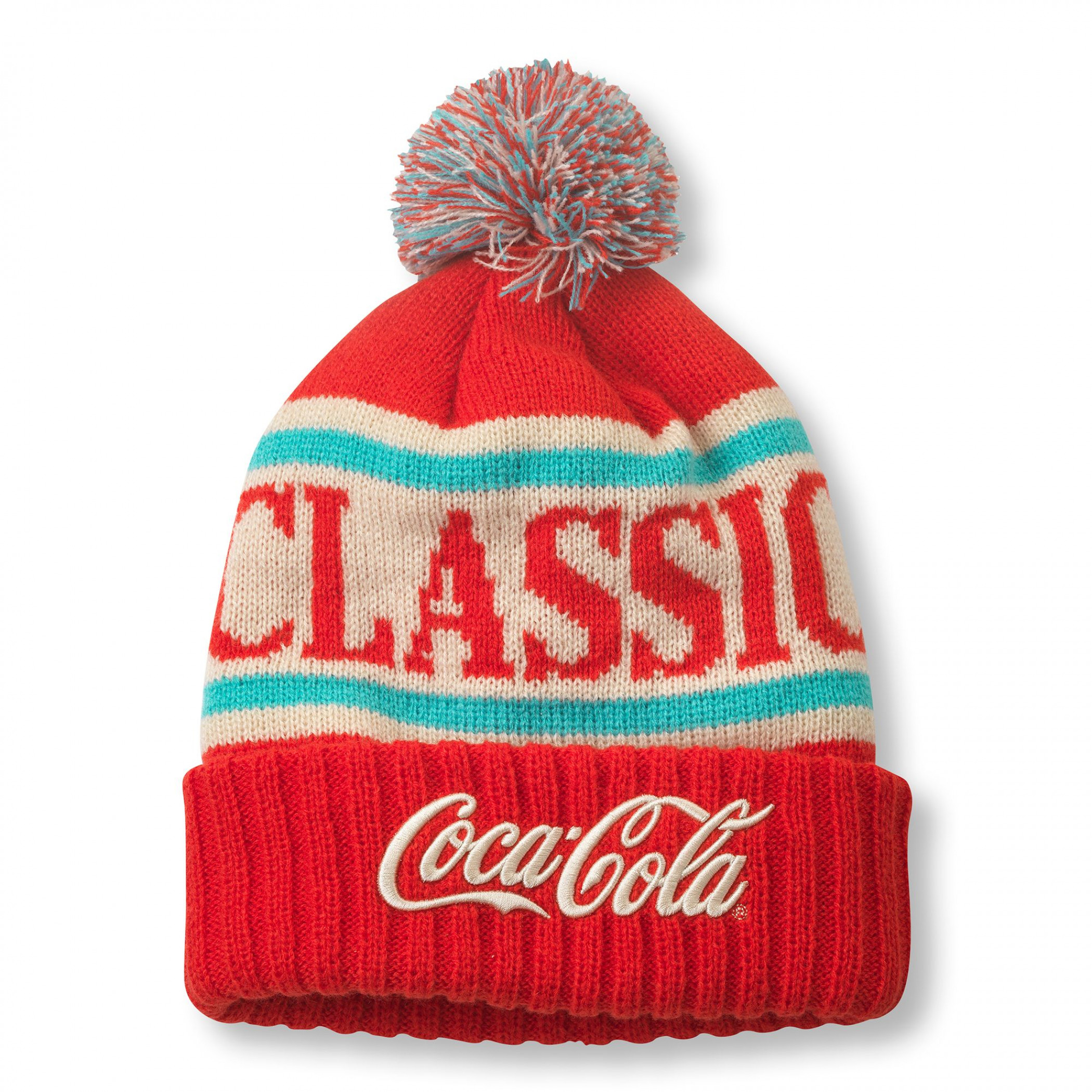 Coca-Cola Classic Cuffed Knit Beanie with Pom