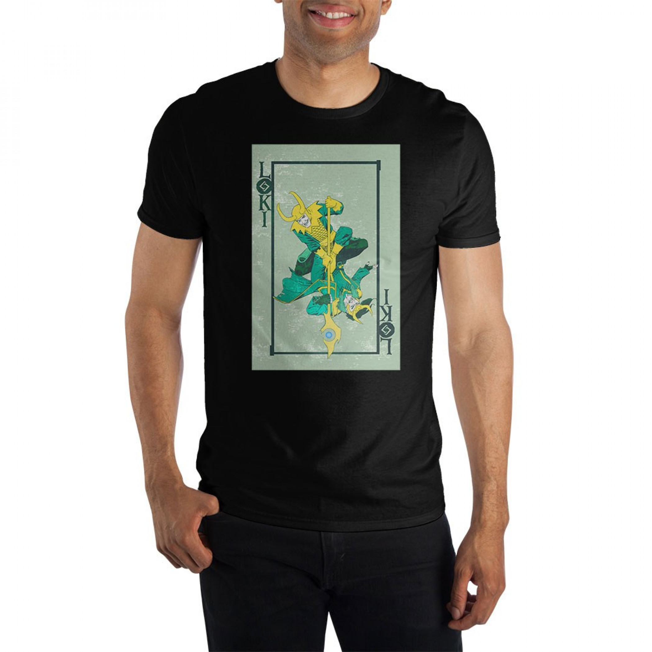 Marvel Loki Playing Card T-Shirt, Black