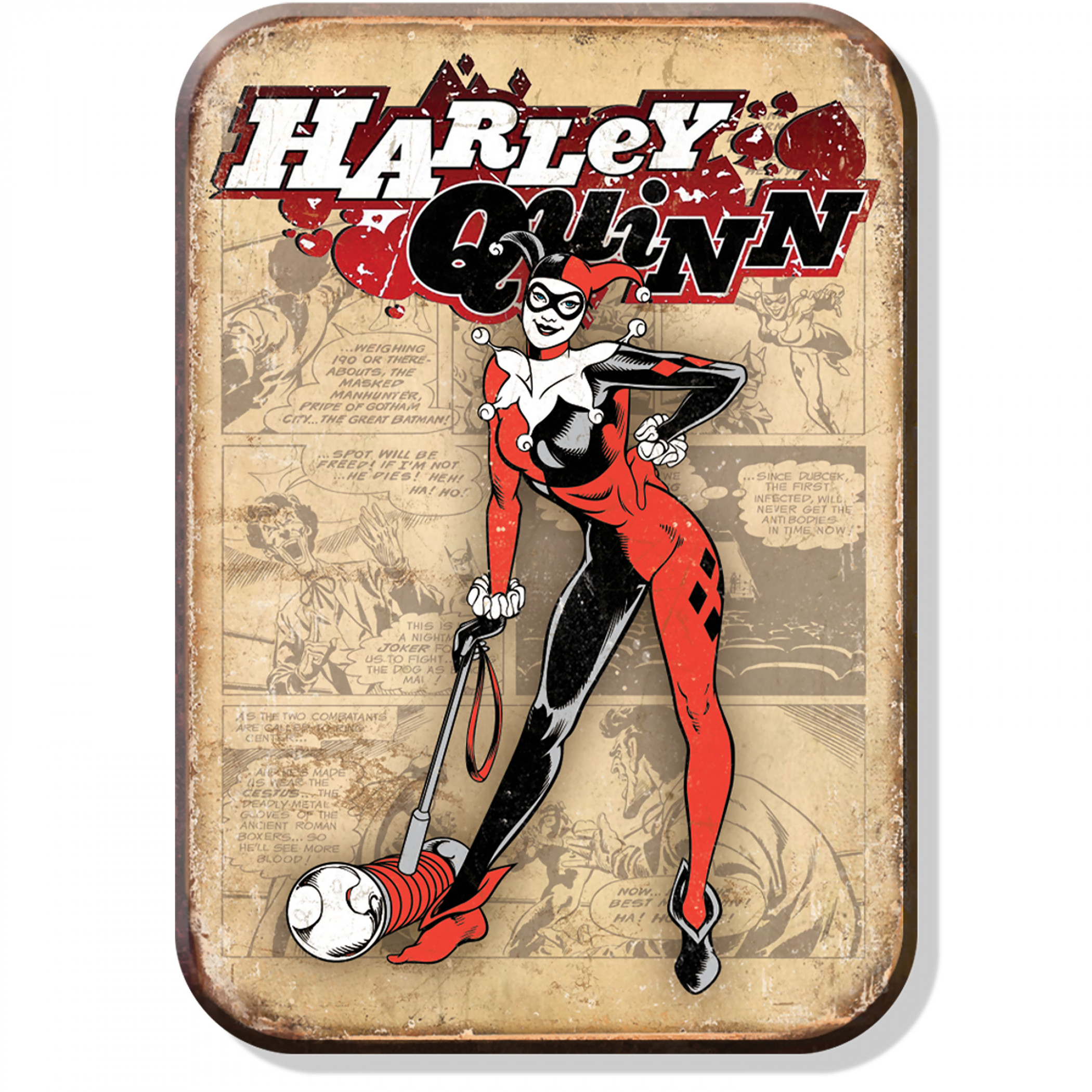 Harley Quinn Comic Print Tin Magnet, Multi-Color