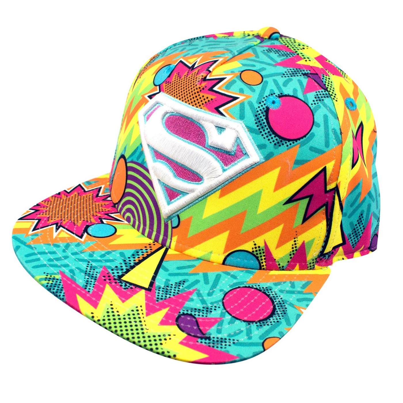 Superman Rainbow Tie Dye Men's Snapback Hat, Yellow