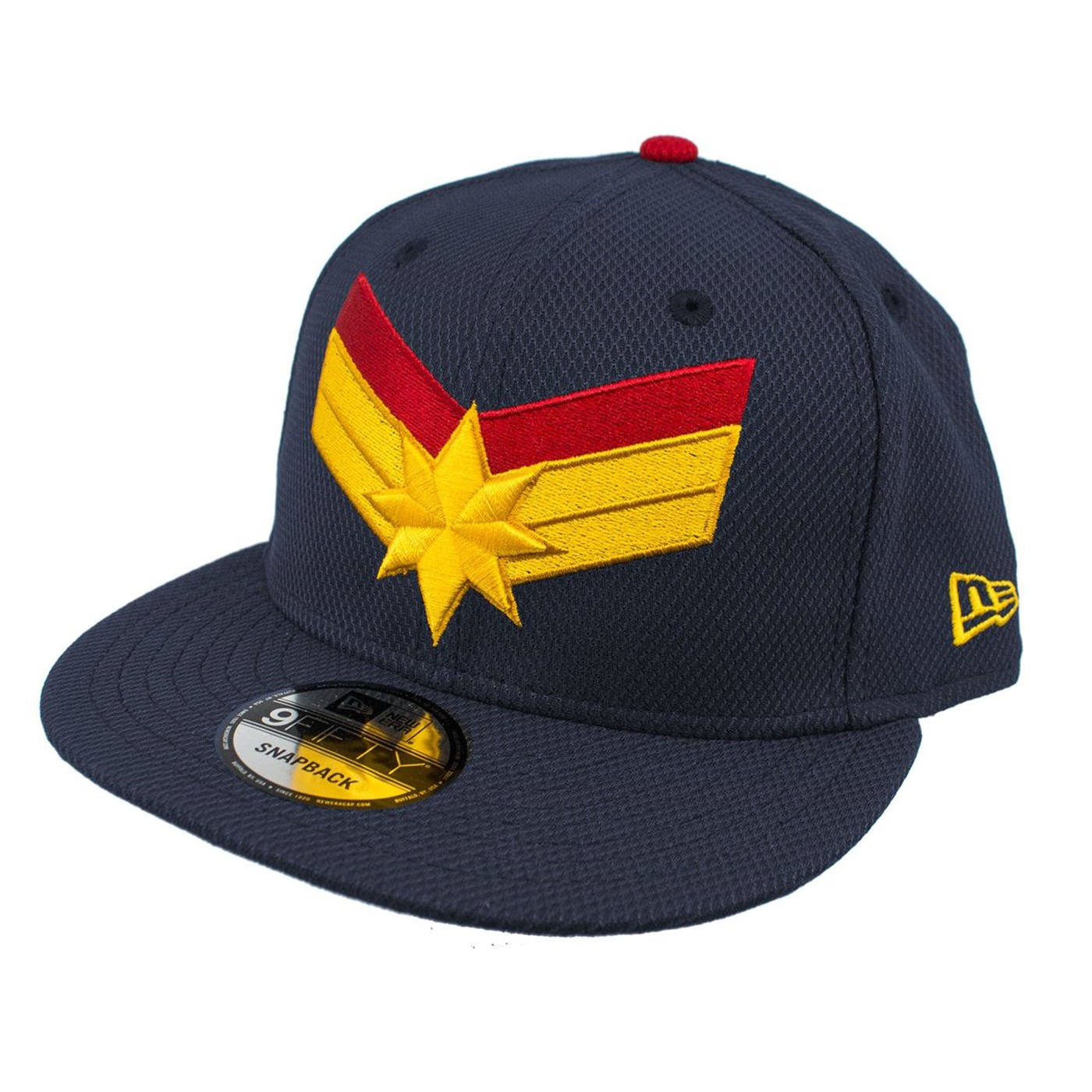 Captain Marvel Navy Scarlet New Era 950 Adjustable Hat, Blue