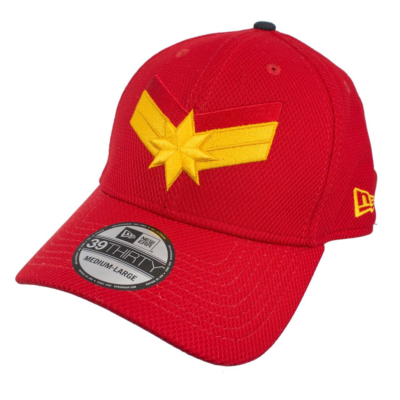 Captain Marvel Scarlet Red New Era 39Thirty Flex Fit Hat, Red