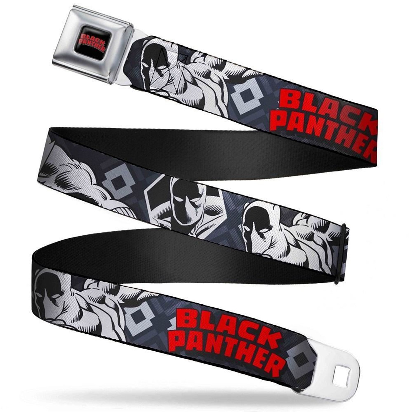 Black Panther Title Logo Seatbelt Belt, Black