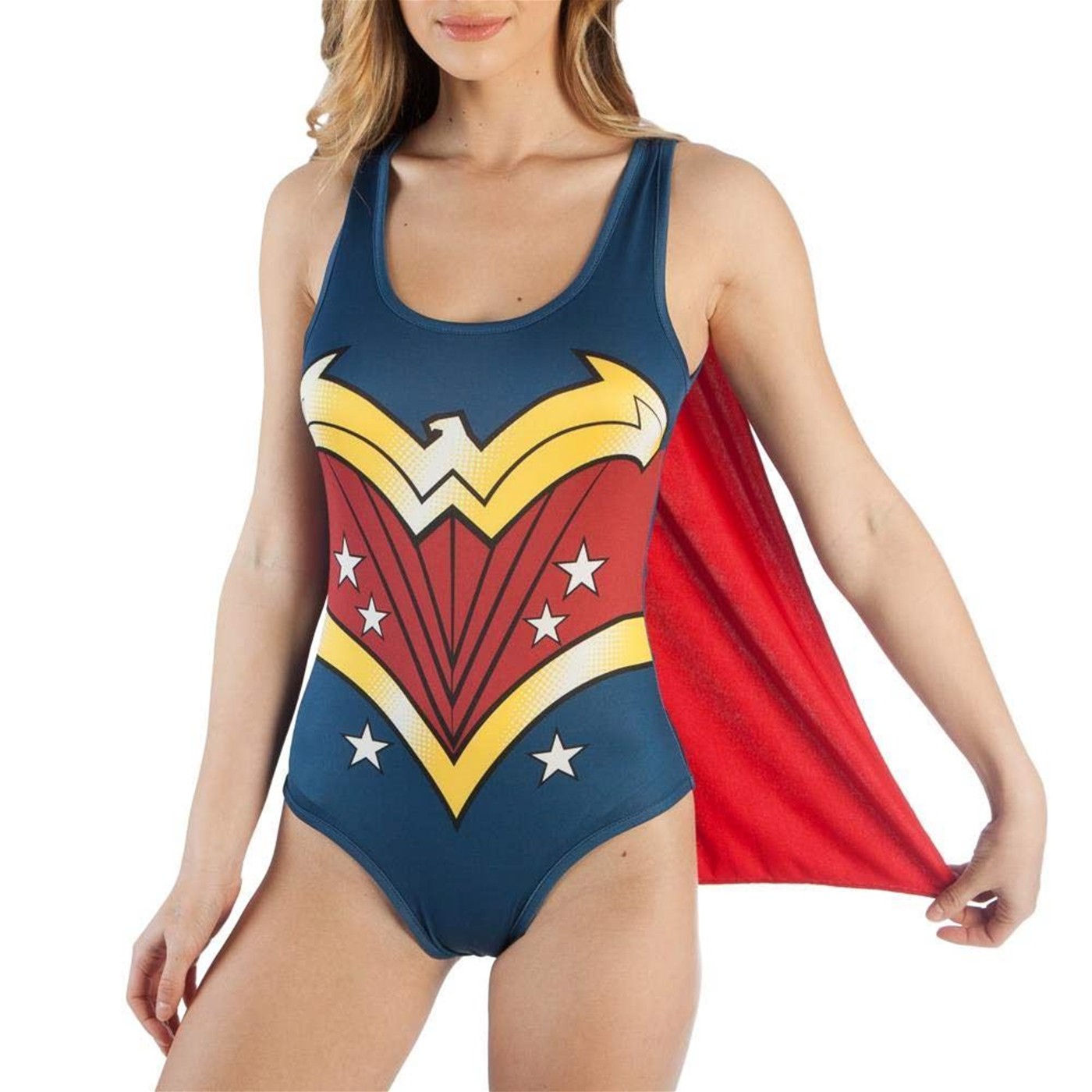 DC Comics Wonder Woman Bodysuit with Cape, Blue