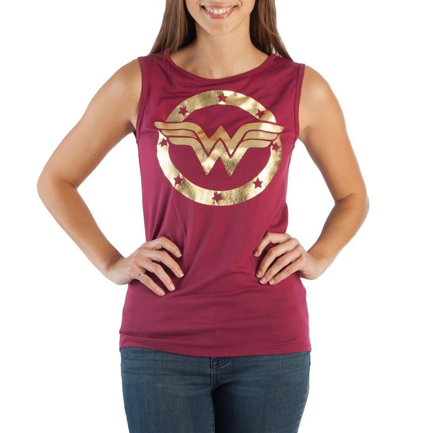 Wonder Woman Gold Foil Symbol Women's T-Shirt, Red