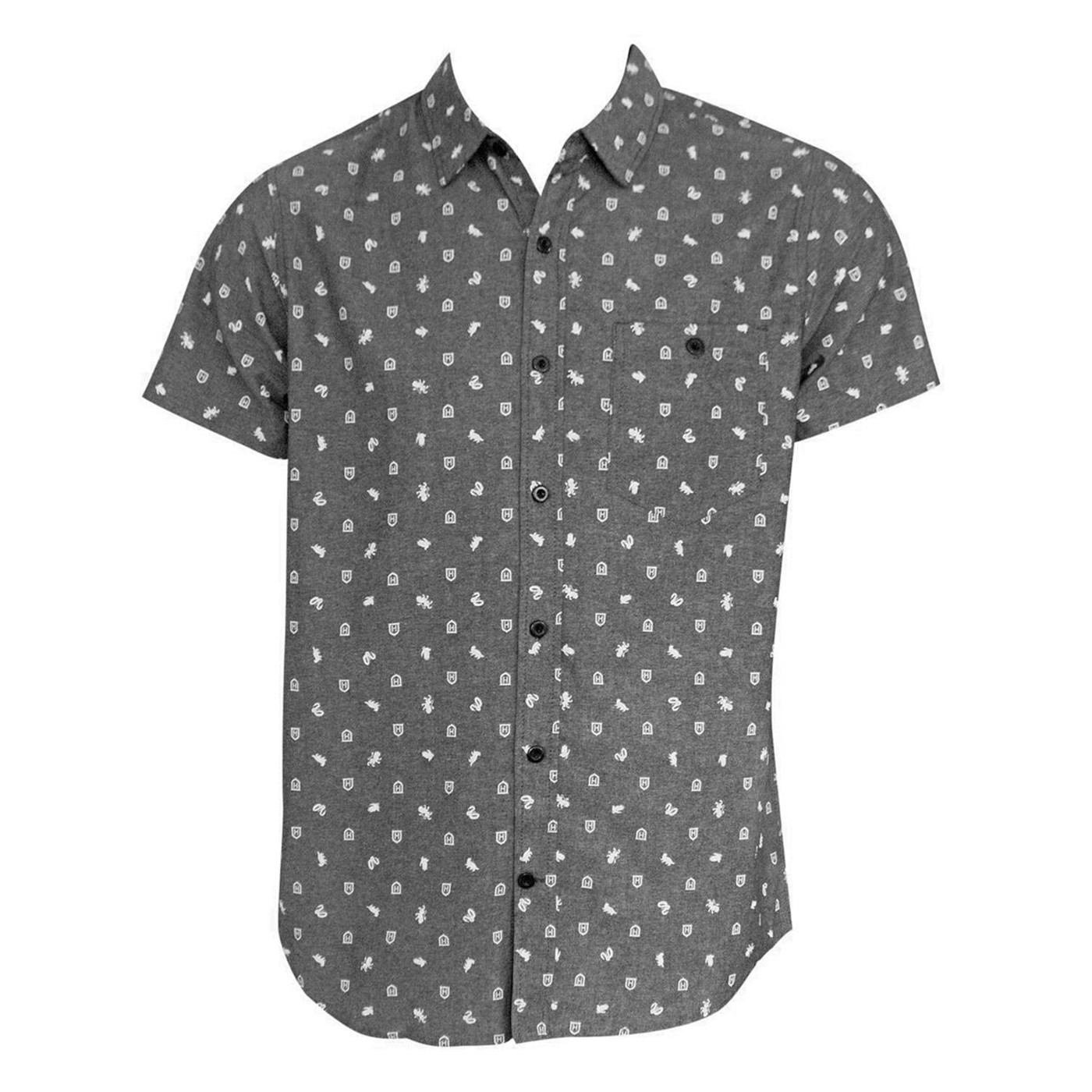 Harry Potter All Over Print Woven Shirt, Grey