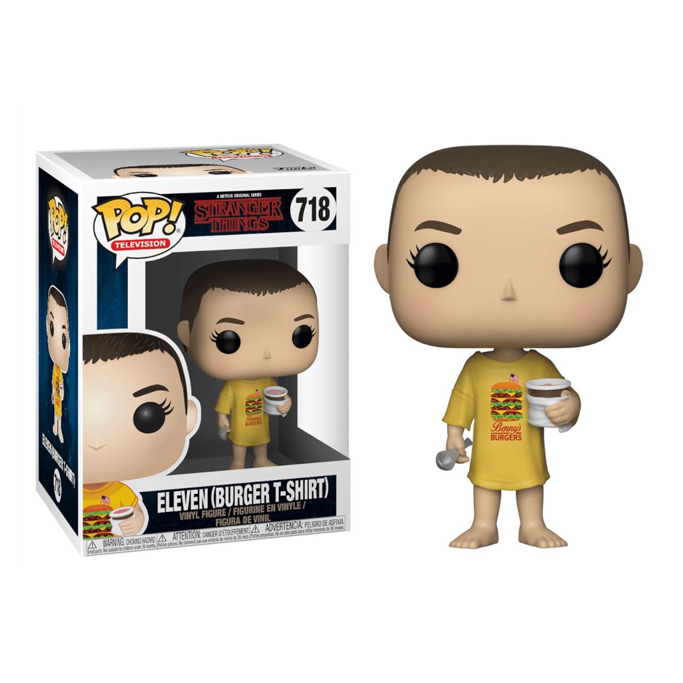Stranger Things Eleven in Burger T-Shirt Bobblehead, Yellow