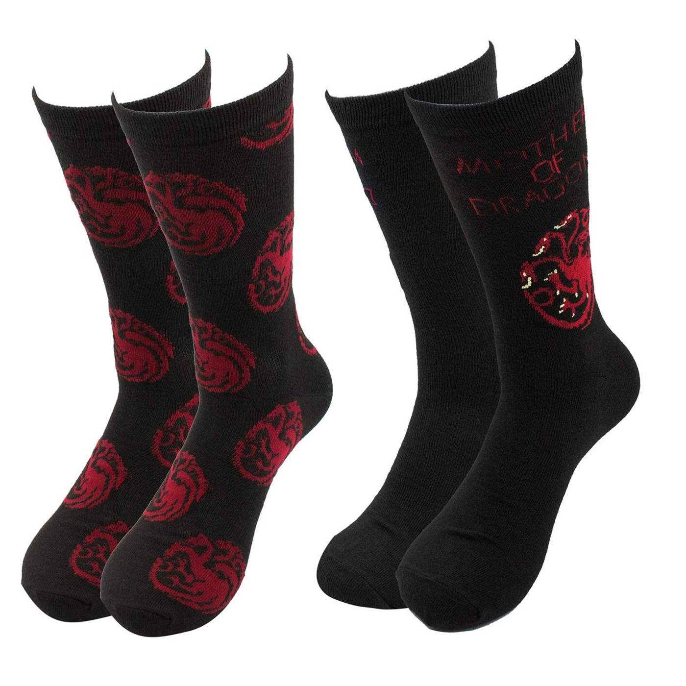 Game of Thrones Mother of Dragons 2-pack Crew Socks, Black