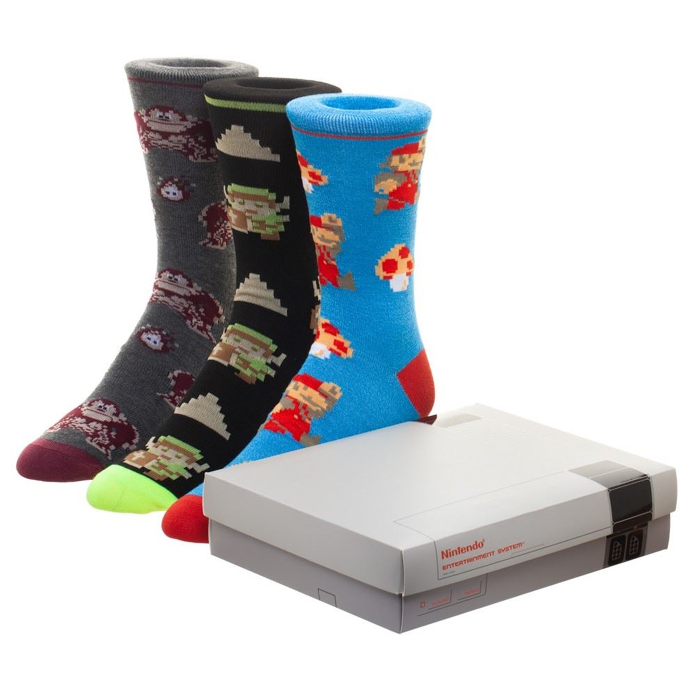 Nintendo Game Console 3 pack Crew socks, Blue