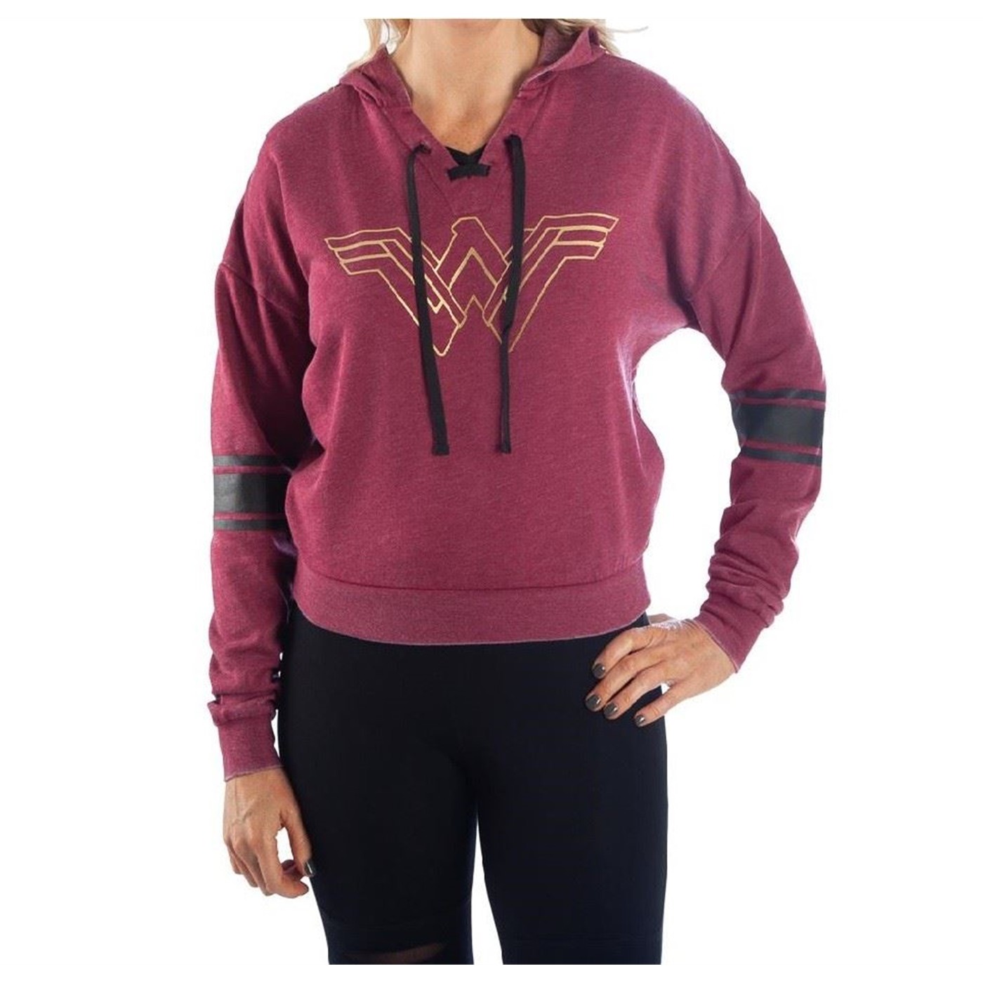 Wonder Woman Burnout Hooded Pullover, Red