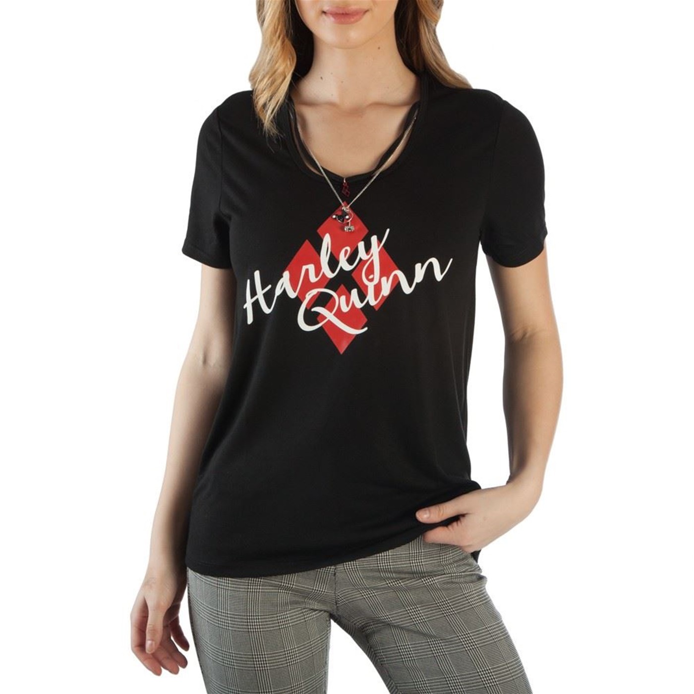 Harley Quinn T-Shirt with Interchangeable Charms, Black
