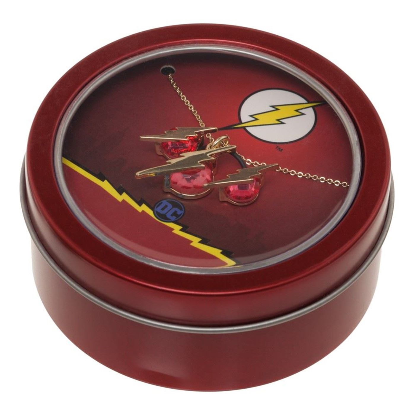 DC Comics Flash Necklace and Earring Set in Tin, Red