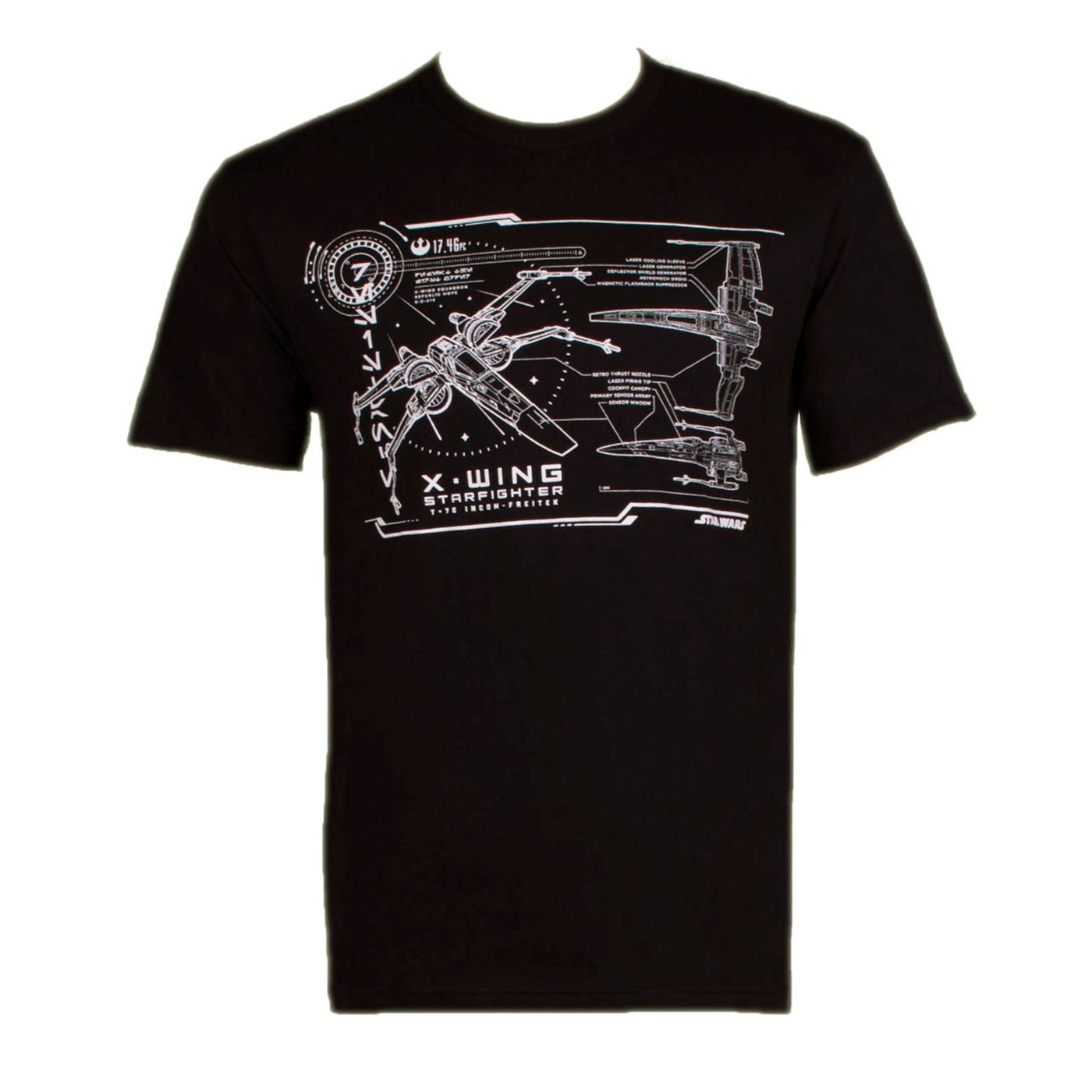 Star Wars X-wing Star Fighter Schematics Men's T-Shirt, Black
